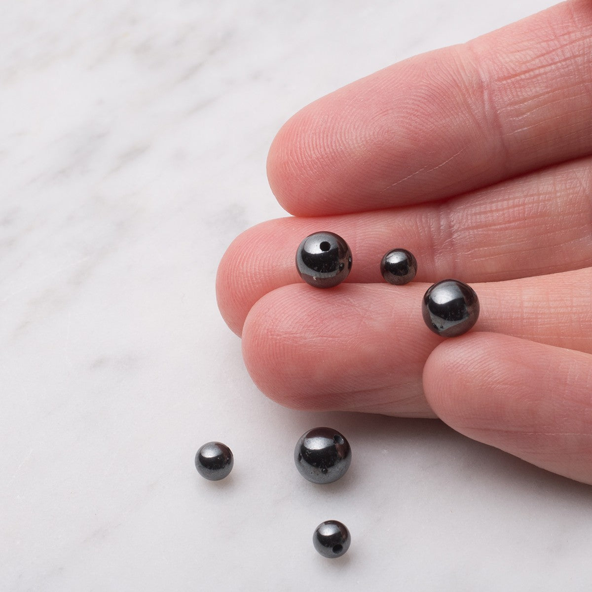 Hematite Round Half Drilled Beads