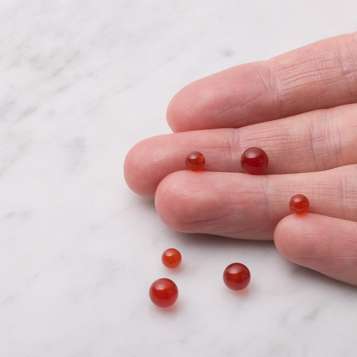 Carnelian Round Half Drilled Beads