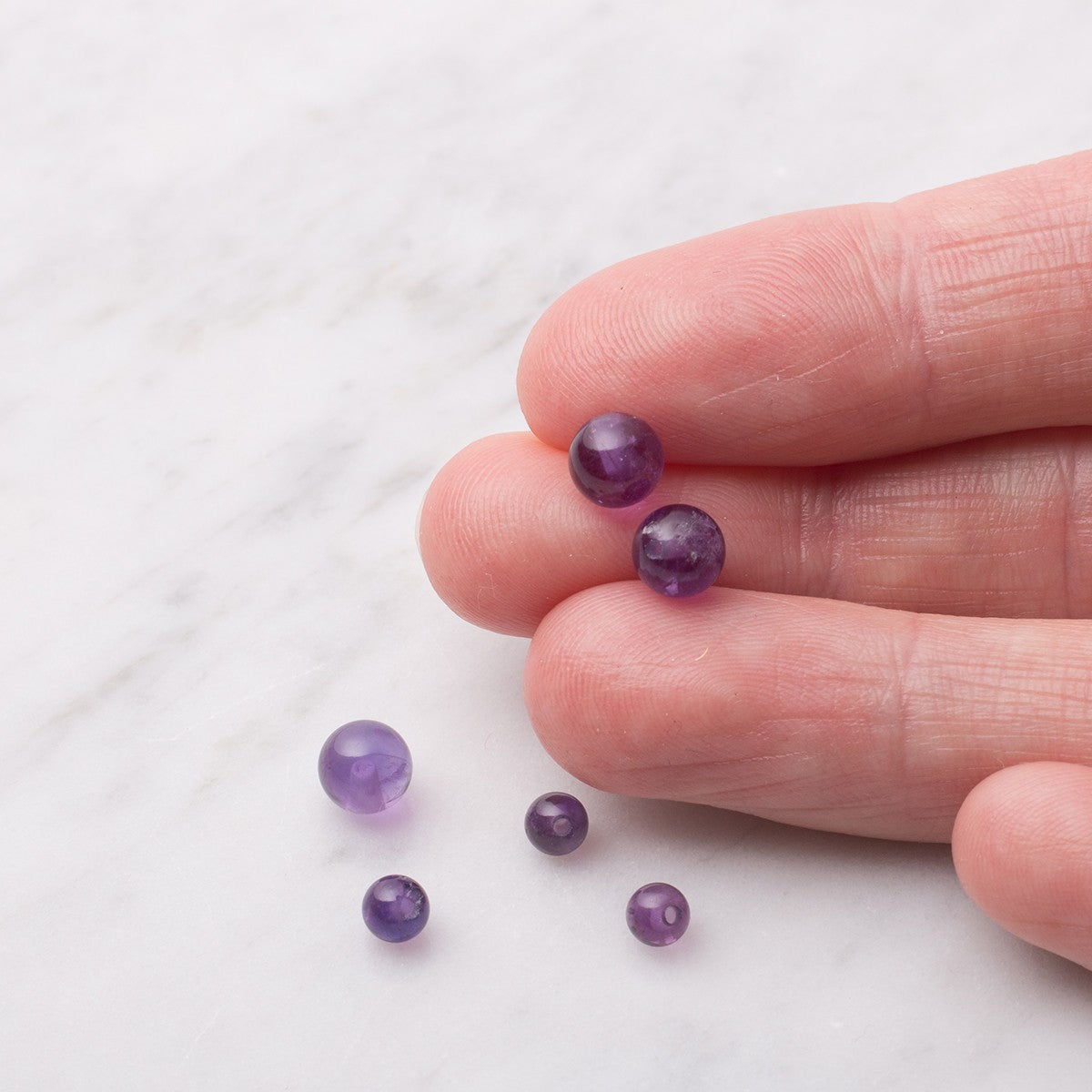 Amethyst Round Half Drilled Beads