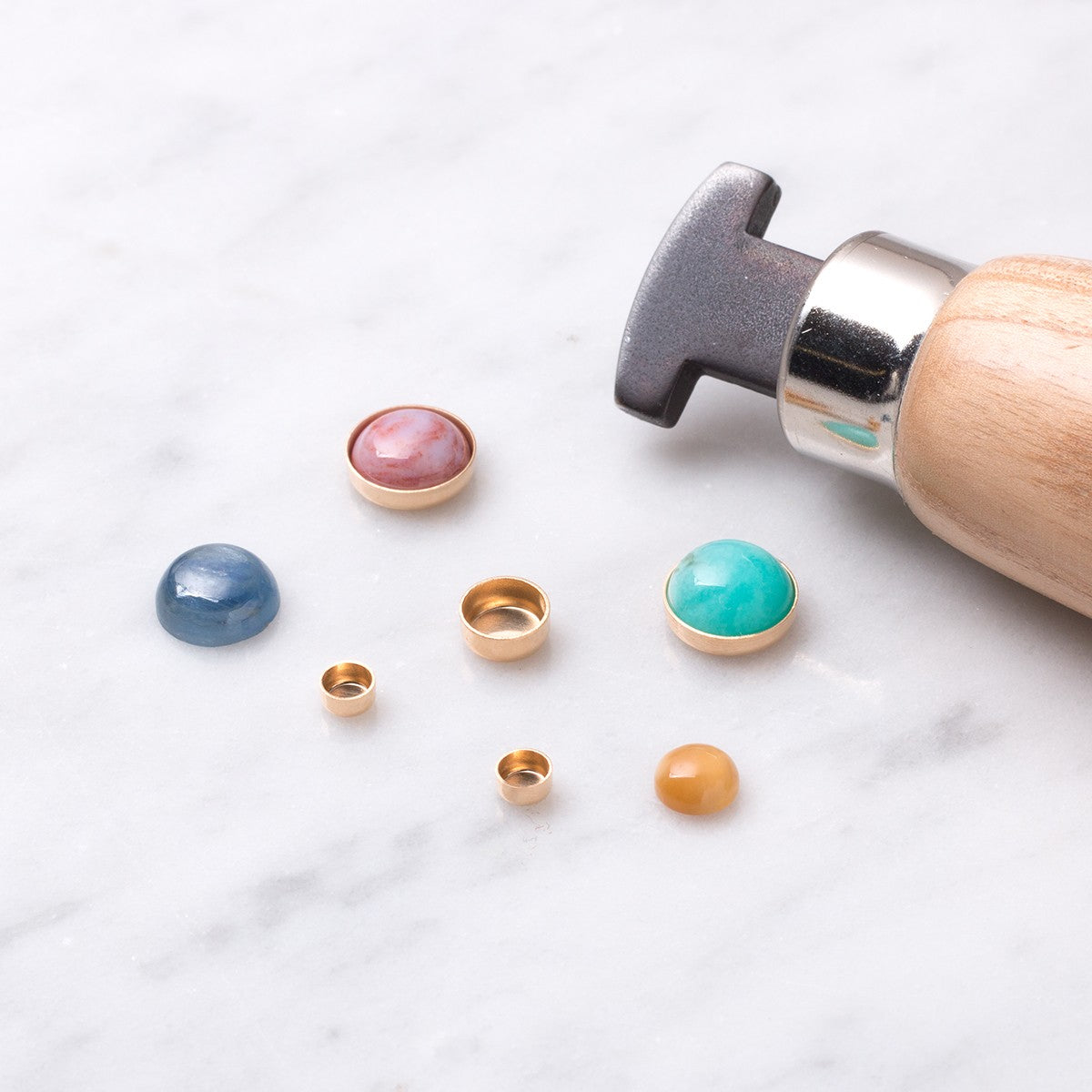 14ct Gold Plain Edge Round Bezel Cups For Cabochons