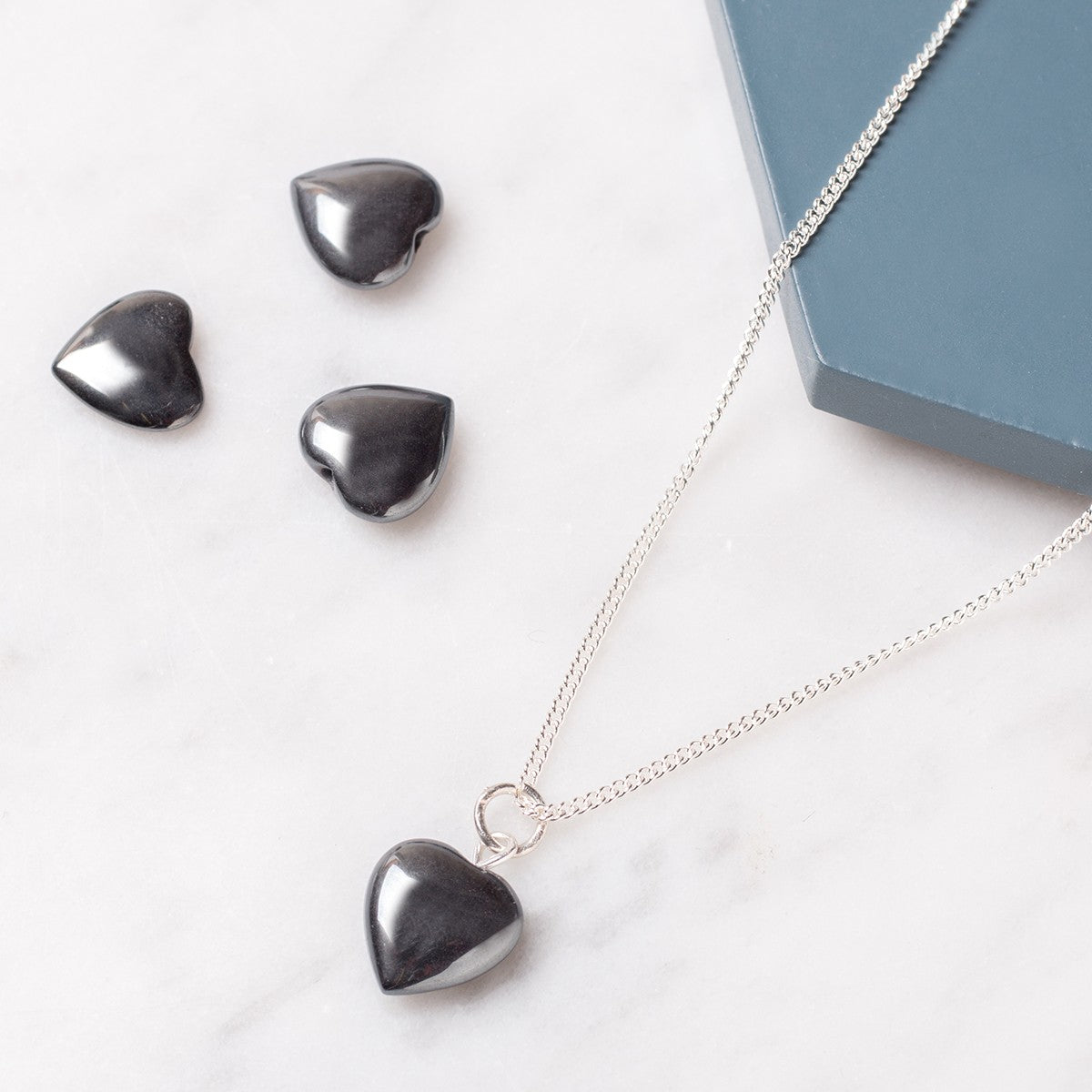 Hematite Top Drilled Gemstone Hearts 10mm