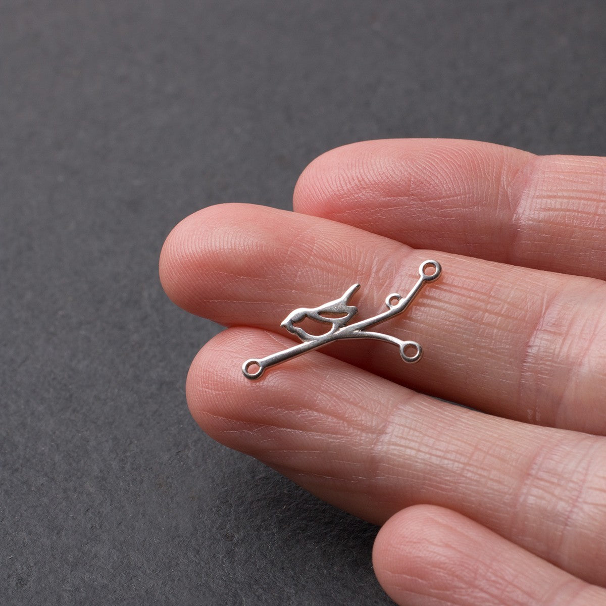Sterling Silver Bird On A Branch Connector Link