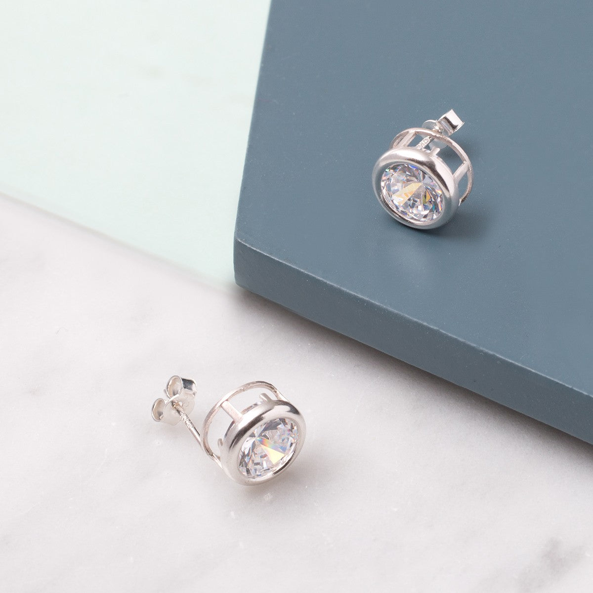 Sterling Silver Backset Stud Earring Settings Pair