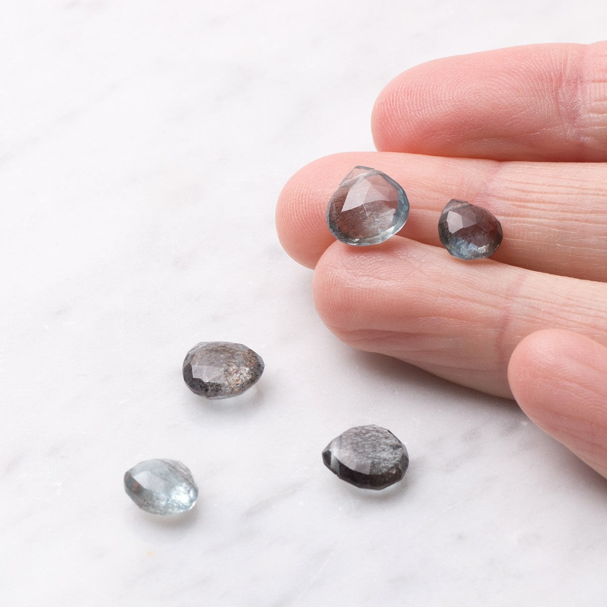 Moss Aquamarine Faceted Heart Briolette Beads