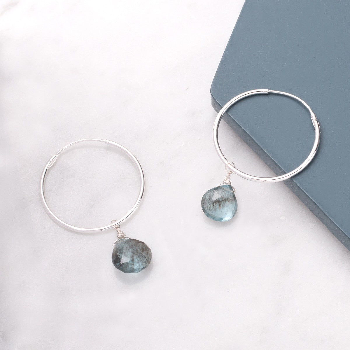 Moss Aquamarine Faceted Heart Briolette Beads