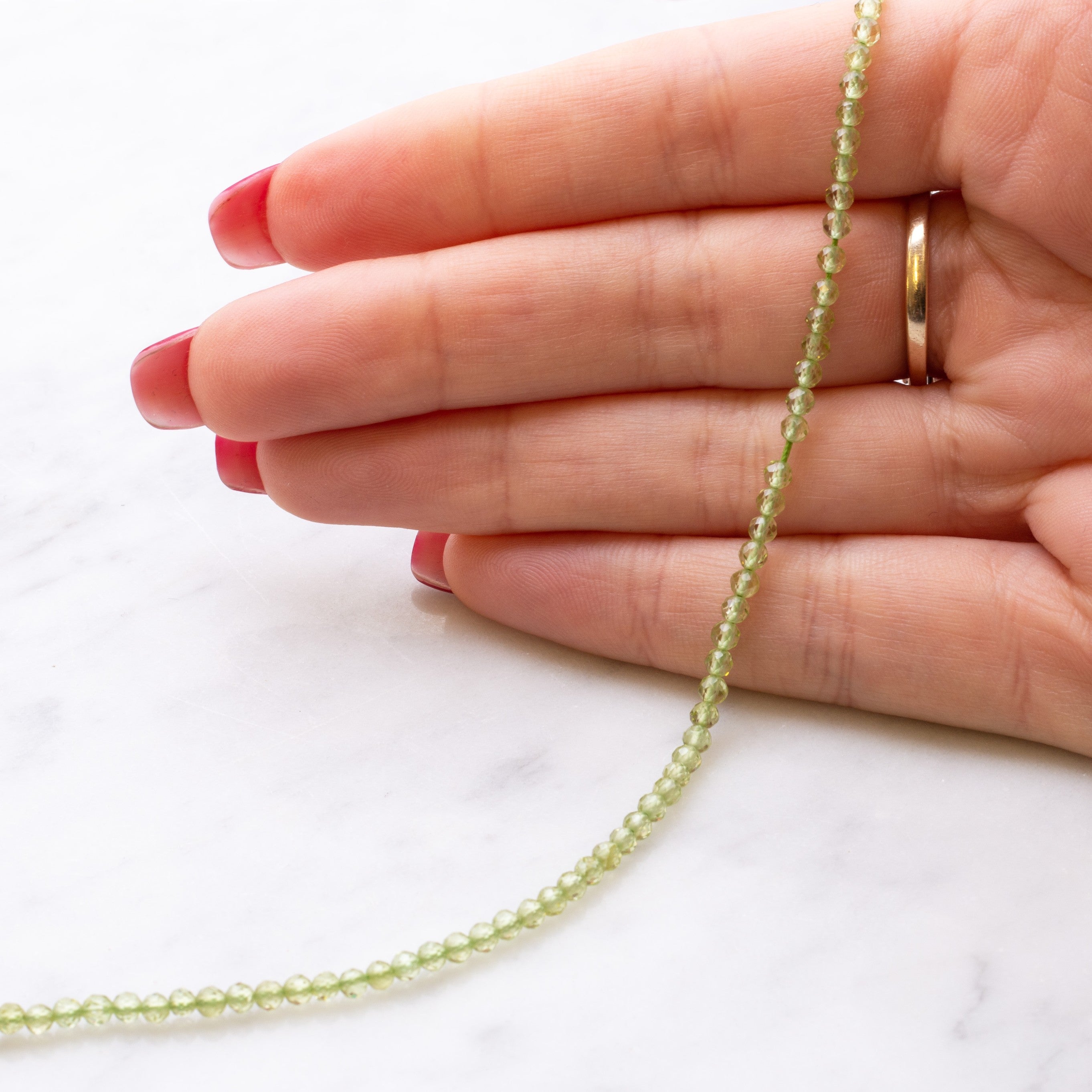 Peridot Micro Faceted Round Beads Approx 2.5mm