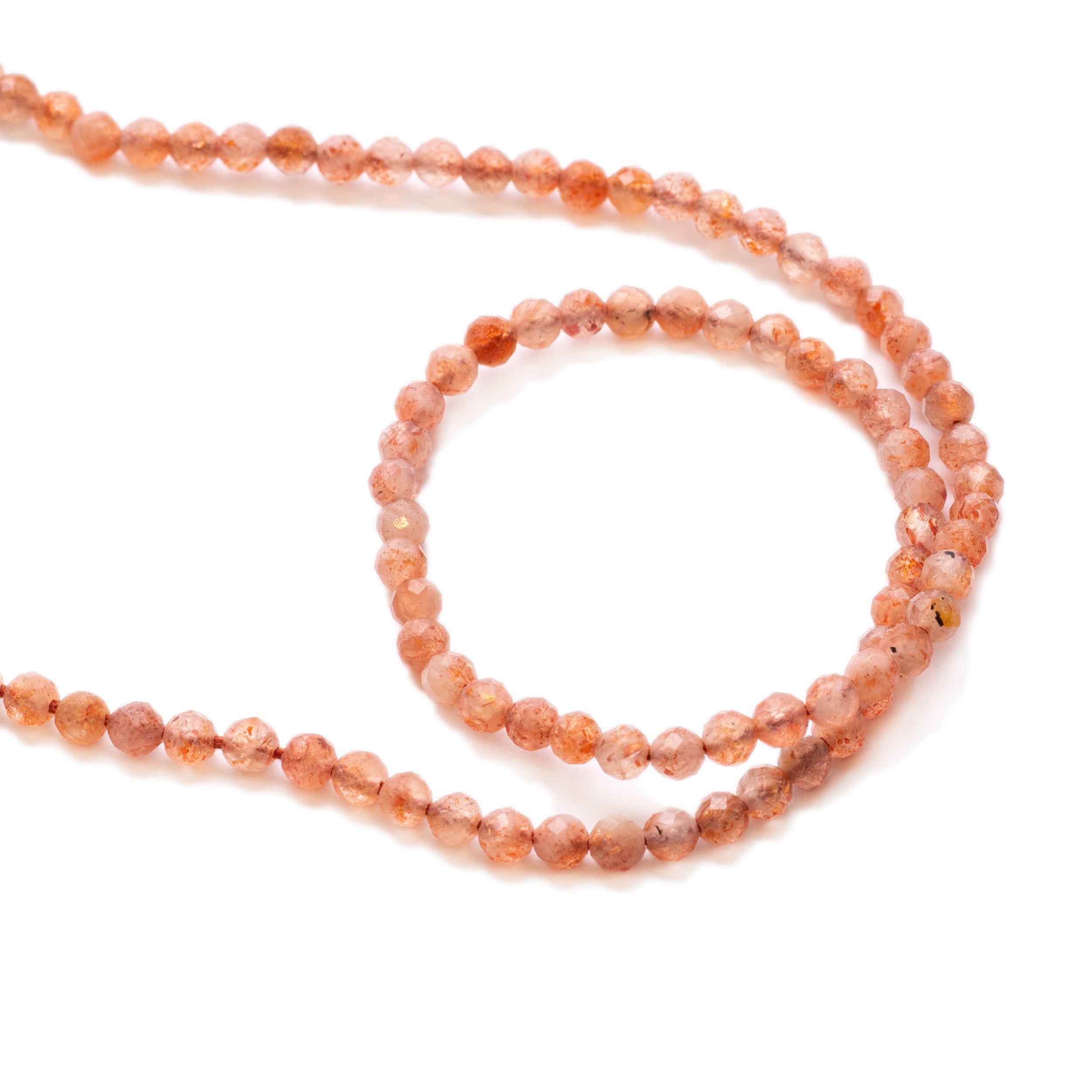 Sunstone Micro Faceted Round Beads Approx 3mm