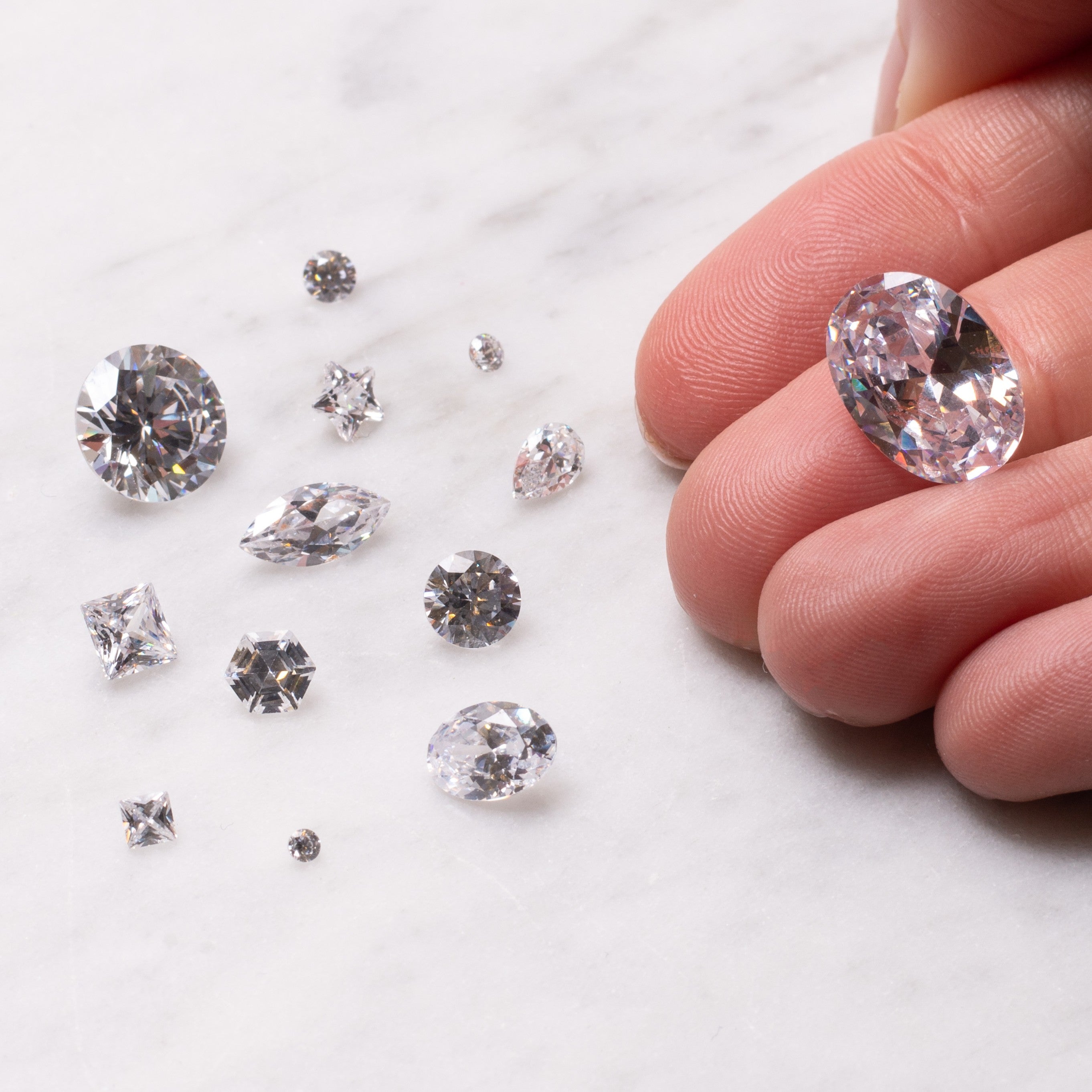 White Cubic Zirconia Faceted Stones