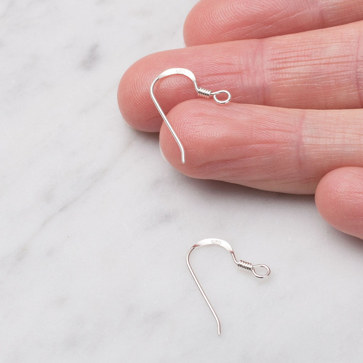 Sterling Silver Shepherds Crook Earwire With Spring Pair