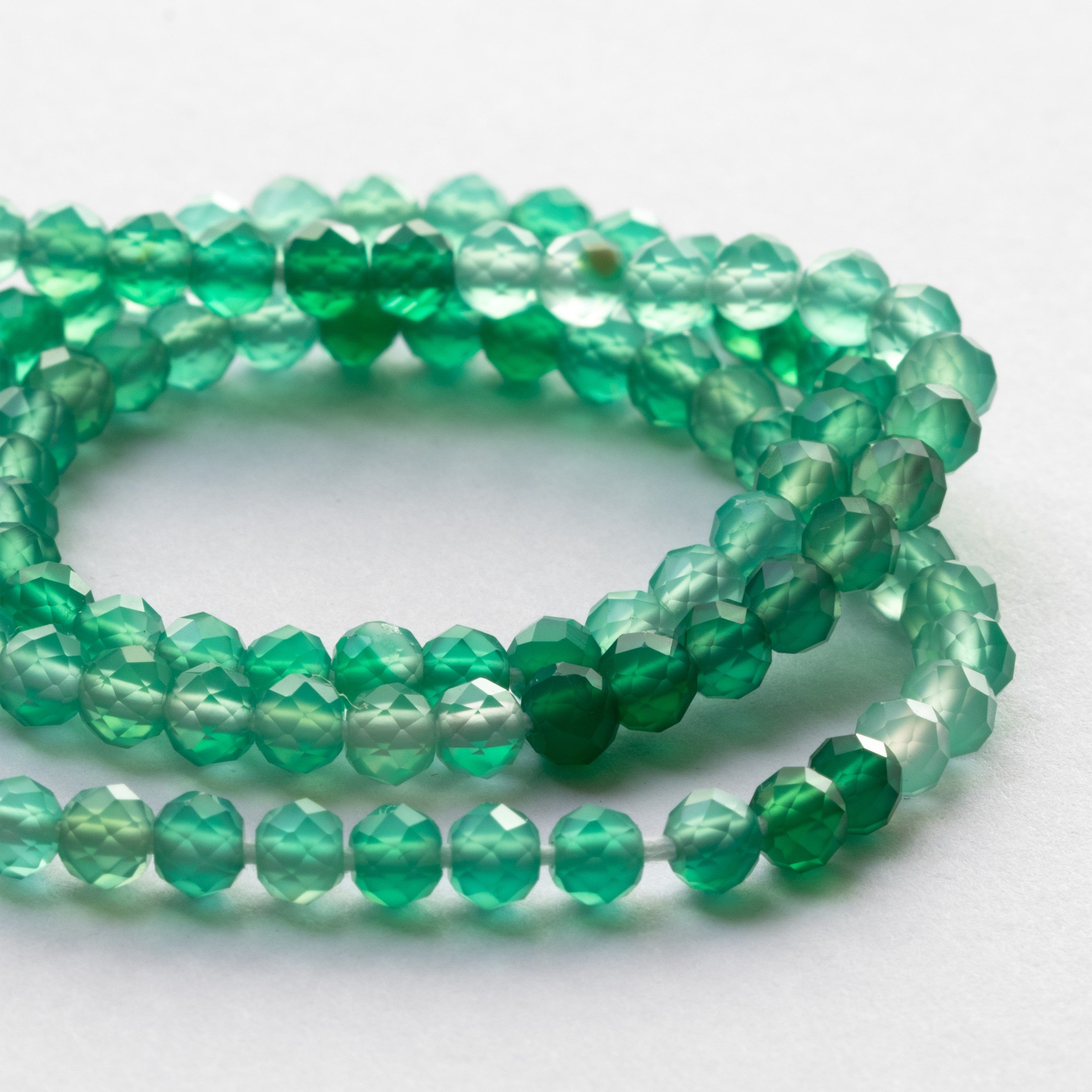 Green Onyx Faceted Rondelle Beads Approx 3.5x3mm
