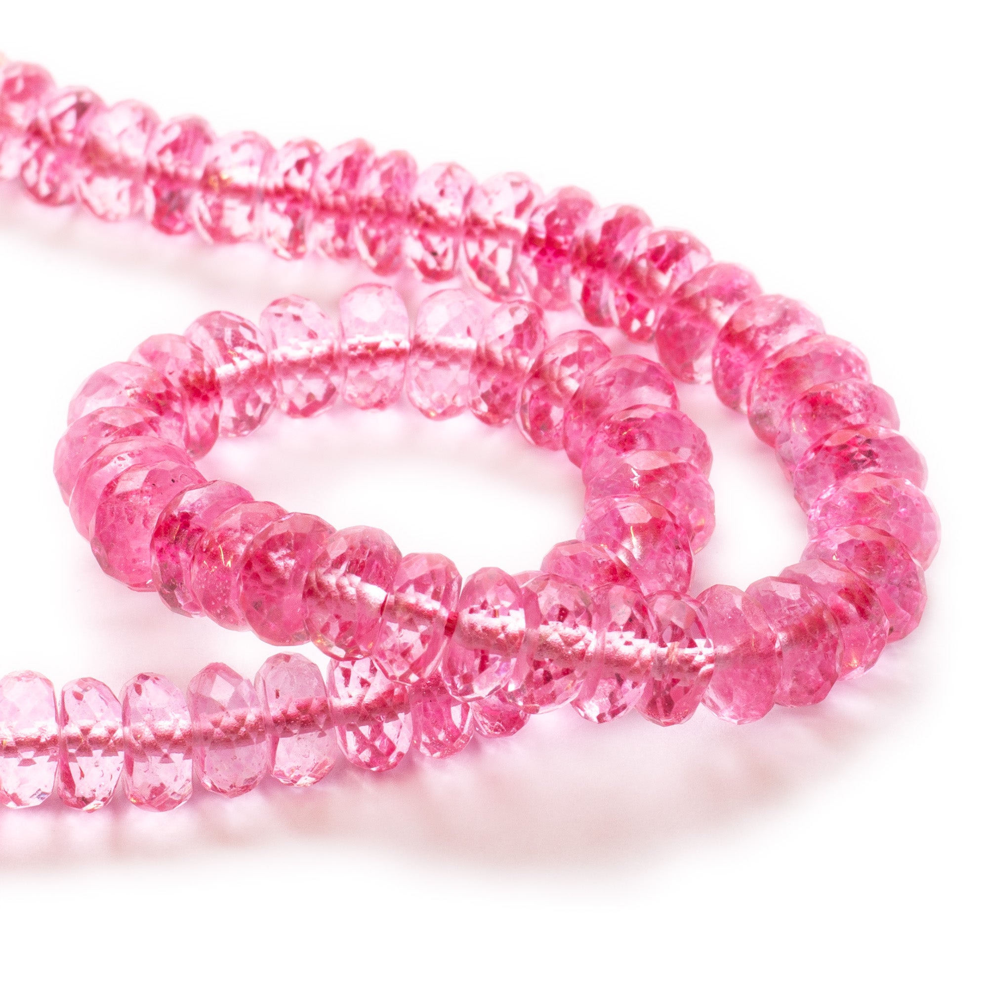 Pink Topaz Faceted Rondelle Beads Approx 7mm
