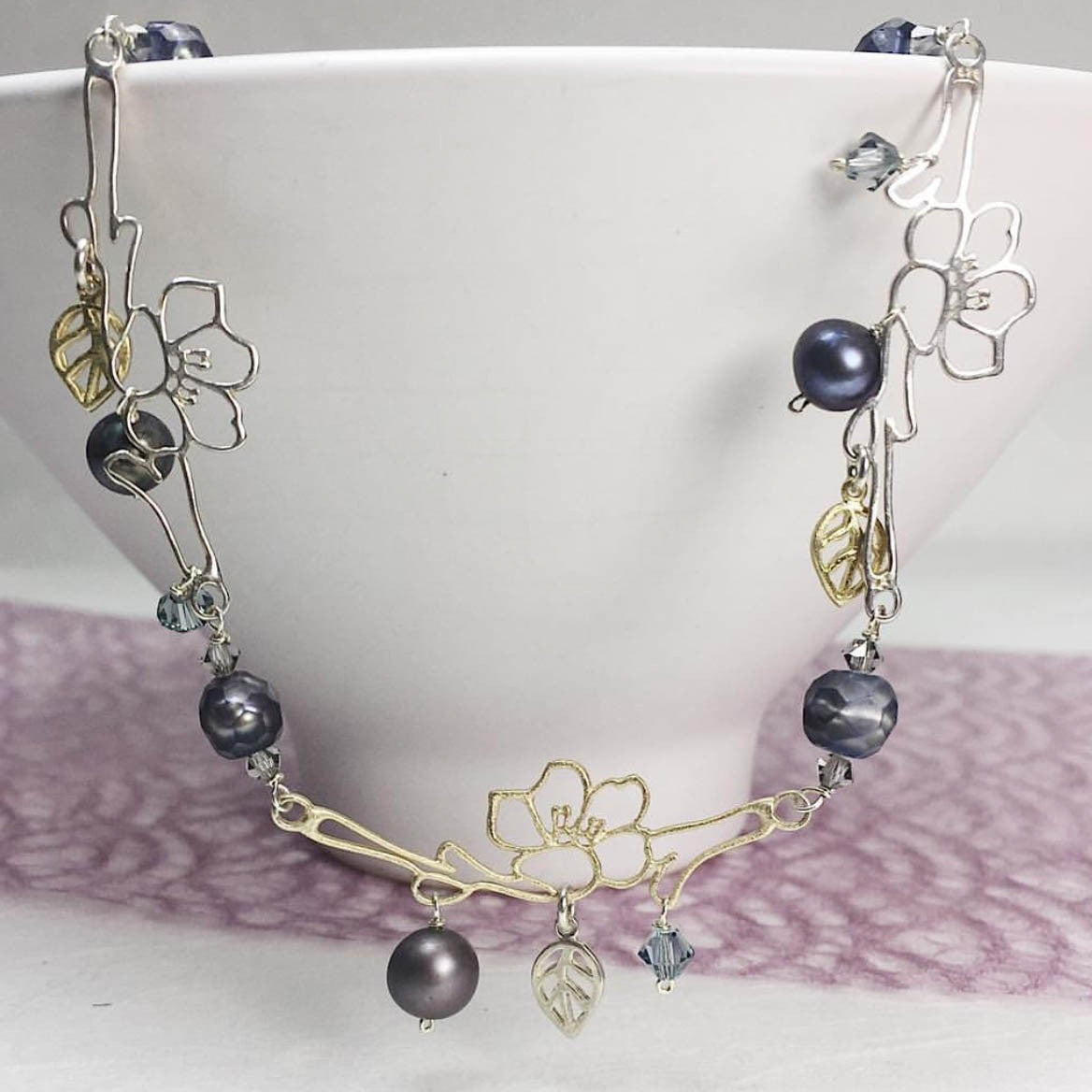 Sterling Silver Connector Cherry Blossom Connector Link