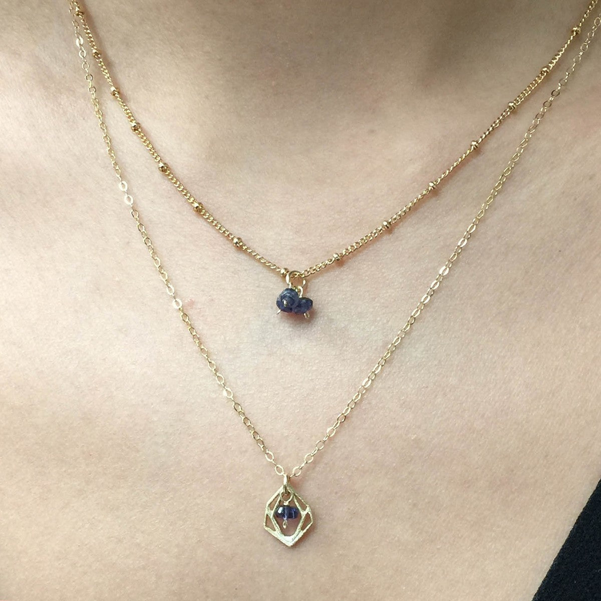 14ct Gold Vermeil Small Geometric Diamond Pendant Charm