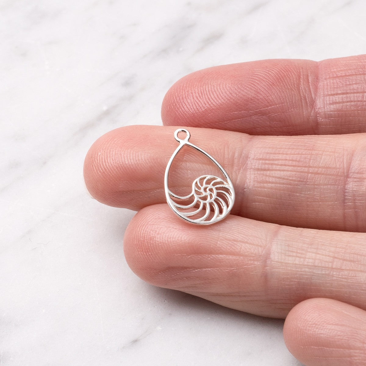 Sterling Silver Teardrop Shell Pendant Charm