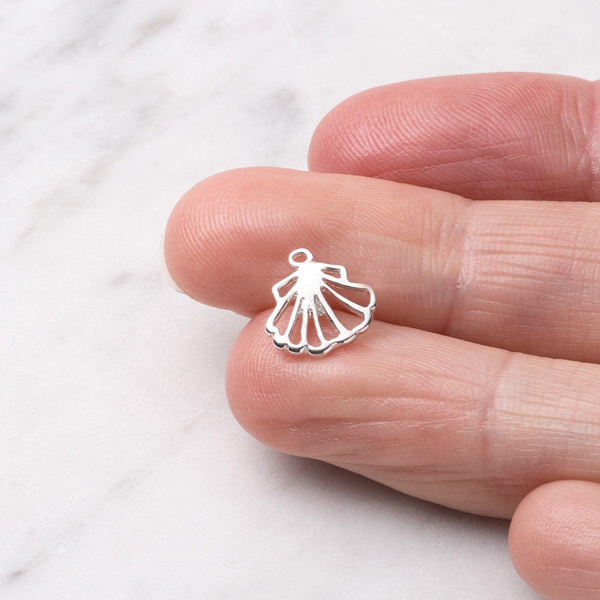 Sterling Silver Open Scallop Shell Charm