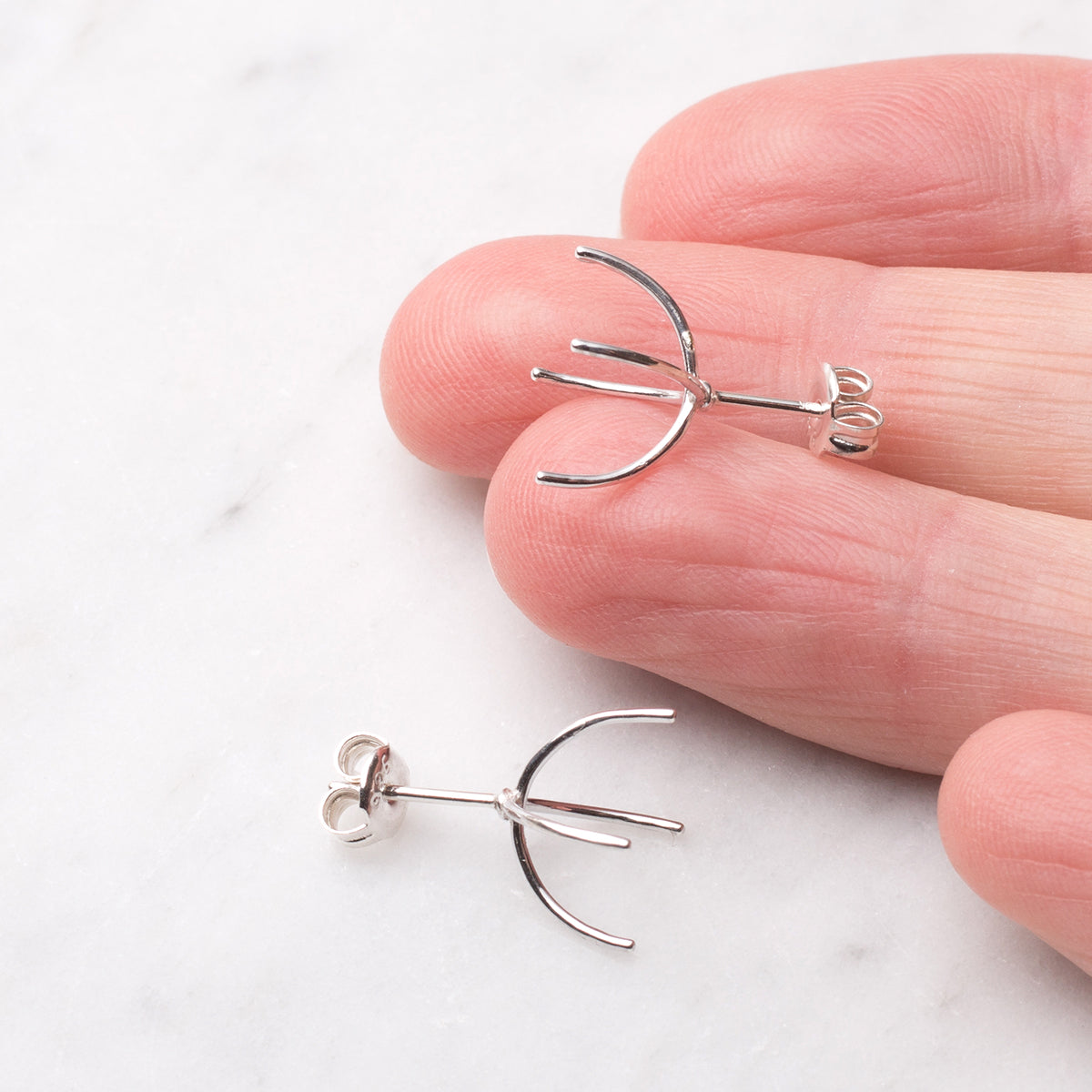 Sterling Silver Huggie Claw Earstuds Pair