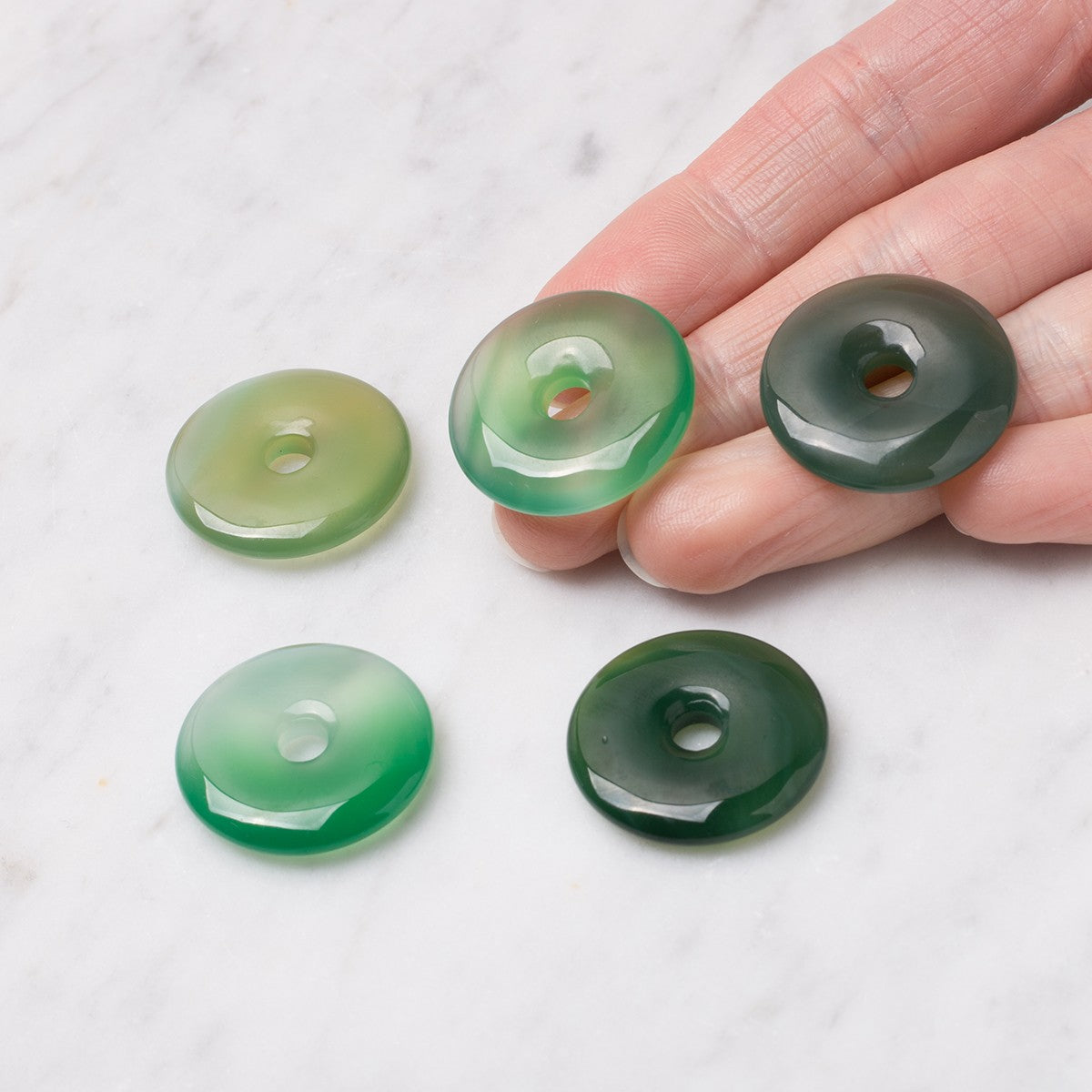 Green Agate Gemstone Donut Approx 25mm