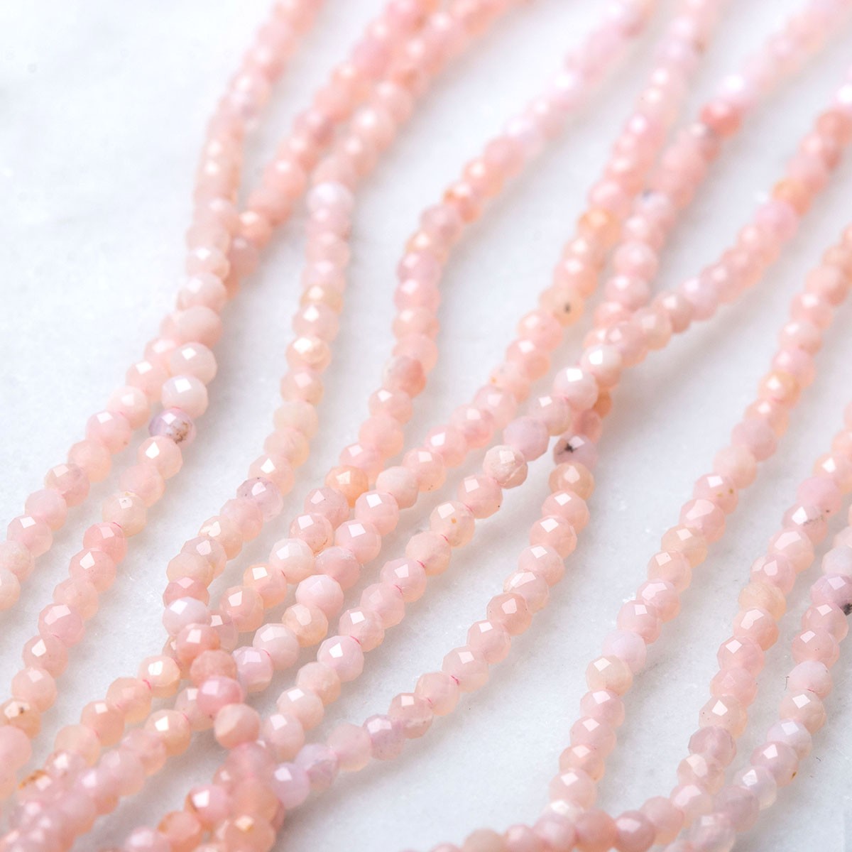 Pink Opal Shaded Micro Faceted Round Beads Approx 2mm