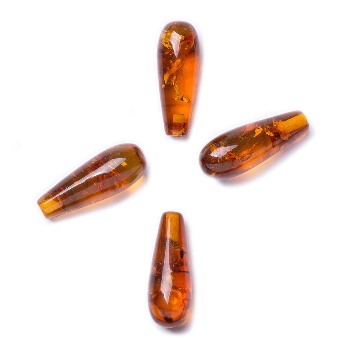 Amber Top Drilled Teardrop Gemstone Bead 16x6mm