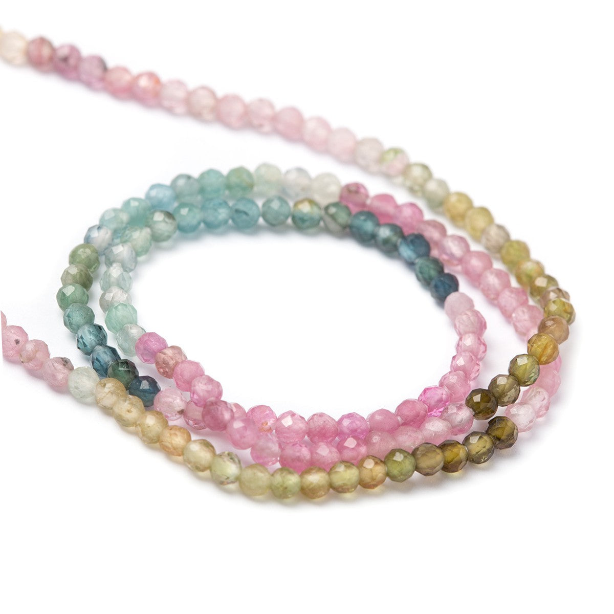 Tourmaline Faceted Round Beads Approx 3mm