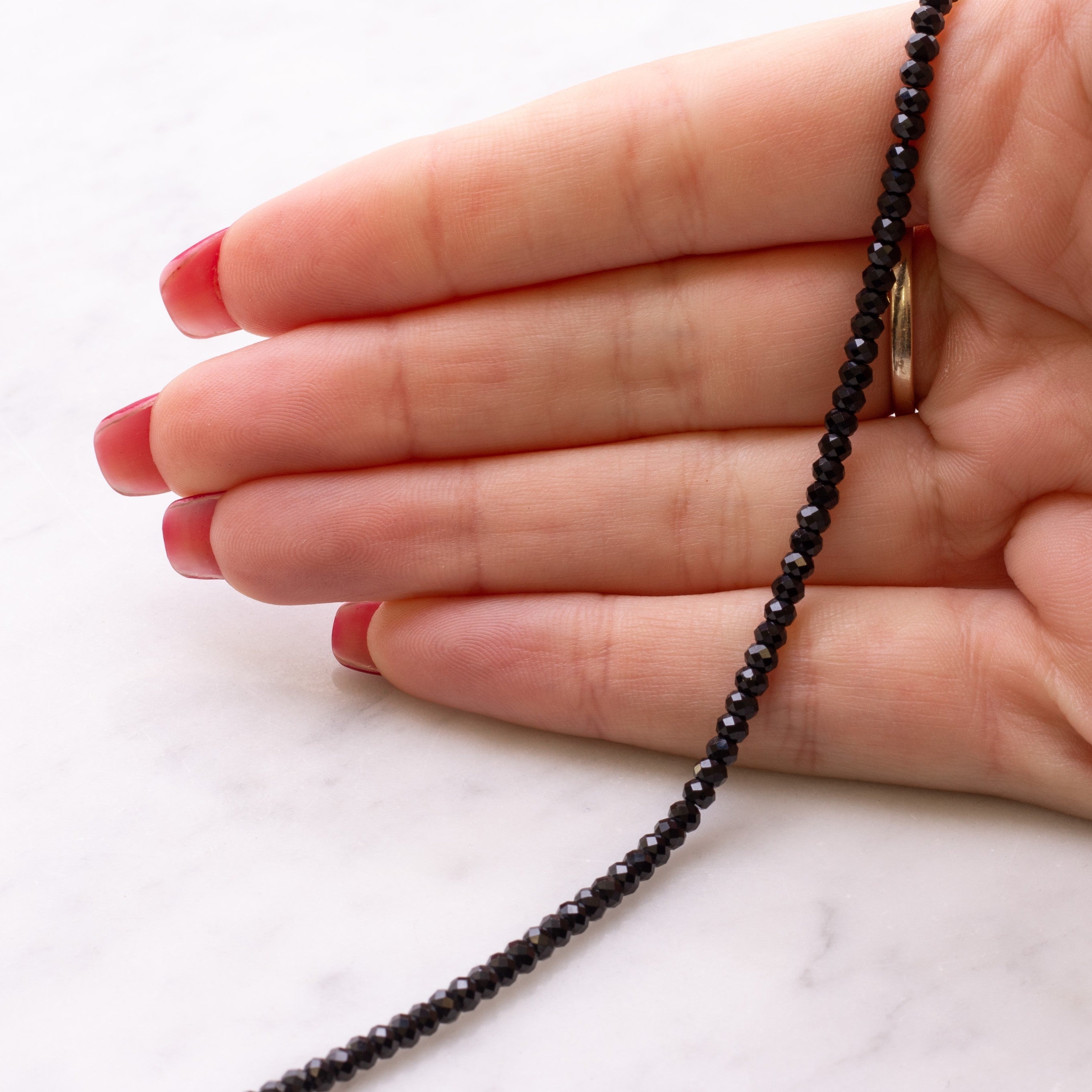 Black Spinel Faceted Rondelle Beads Approx 3mm