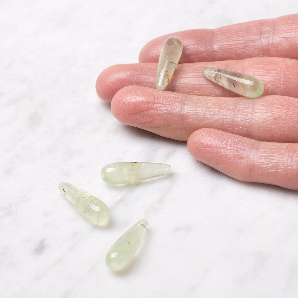 Prehnite Top Drilled Teardrop Gemstone Beads Approx 22x7mm