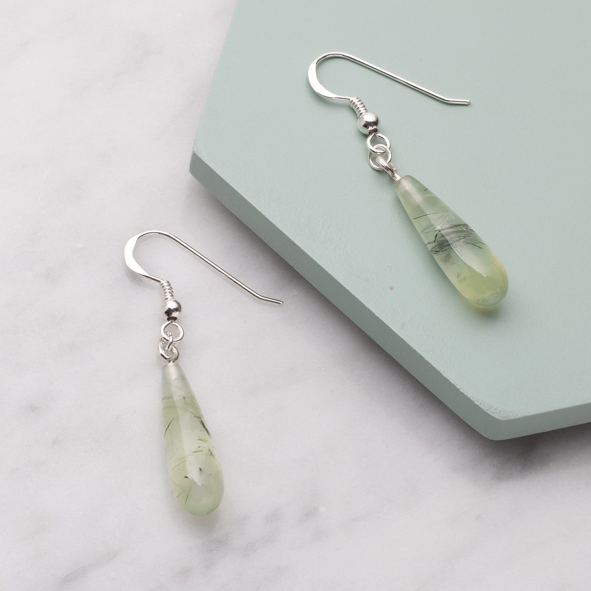 Prehnite Top Drilled Teardrop Gemstone Beads Approx 22x7mm