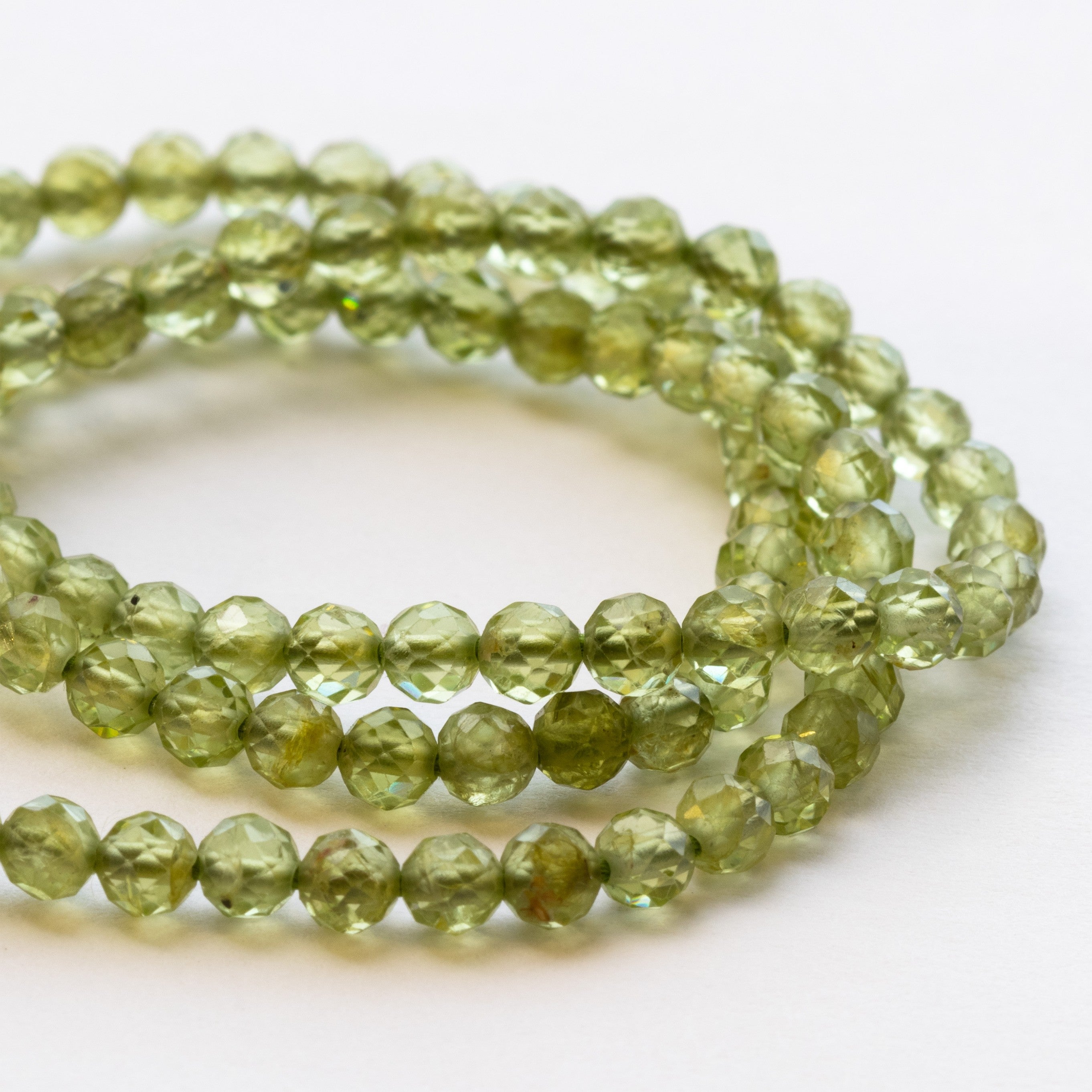 Peridot Faceted Round Beads Approx 3.5mm