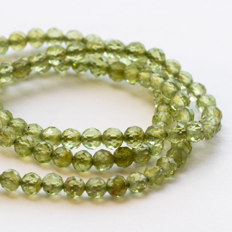 Peridot Faceted Round Beads Approx 3mm