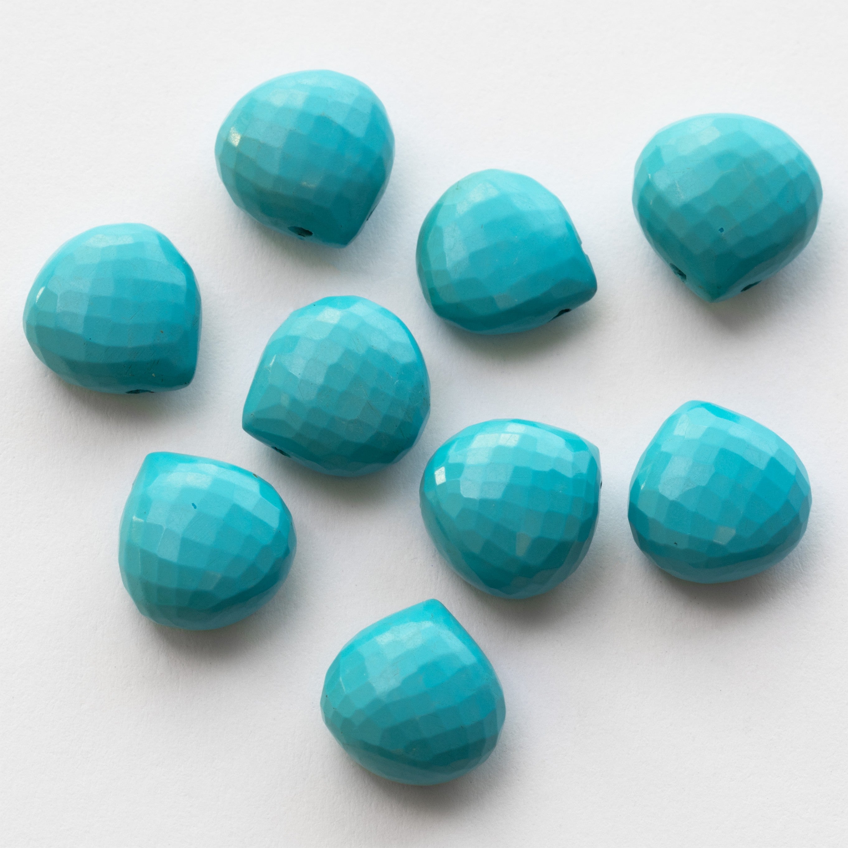 Sleeping Beauty Turquoise Faceted Heart Briolette Beads Approx 11mm