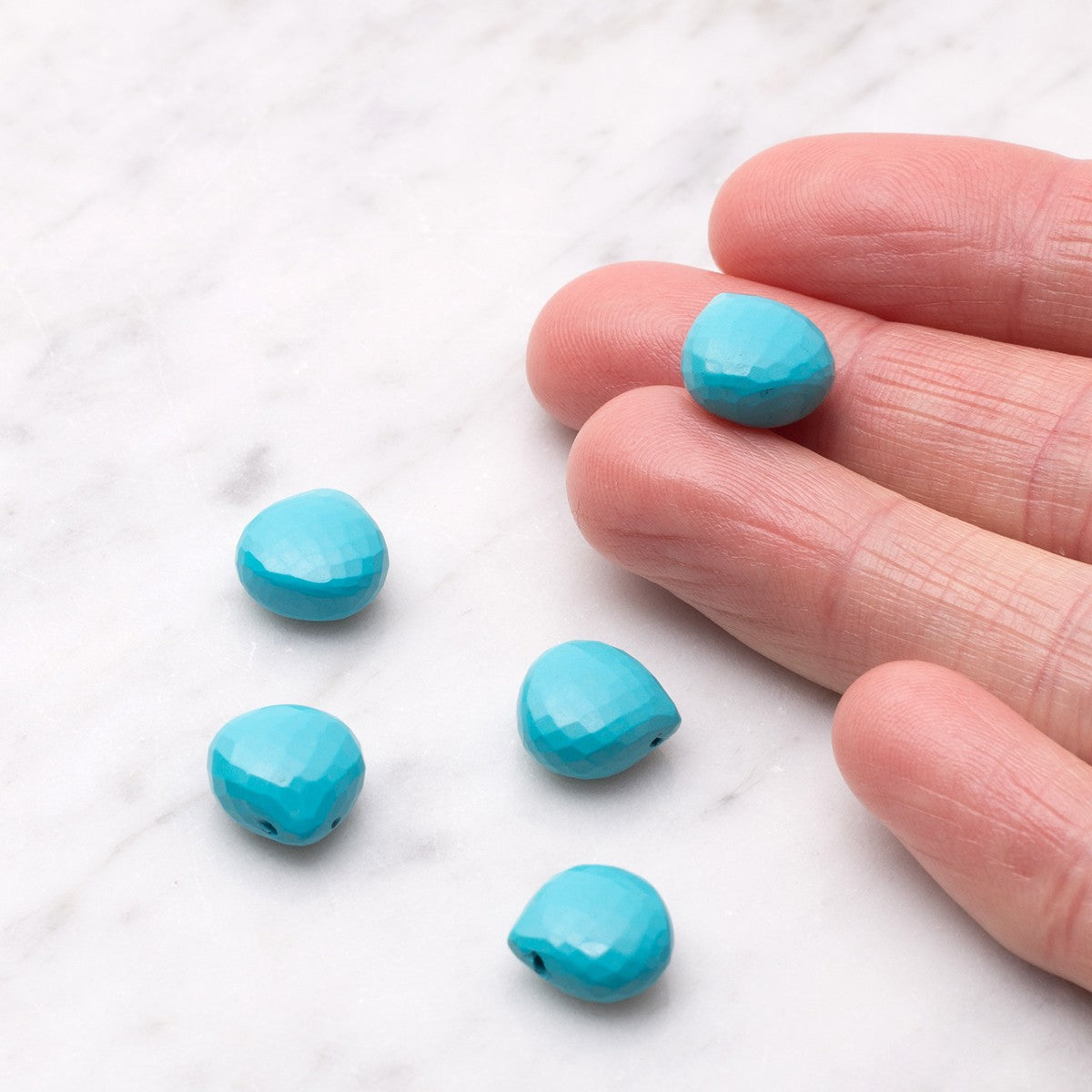 Sleeping Beauty Turquoise Faceted Heart Briolette Beads Approx 11mm