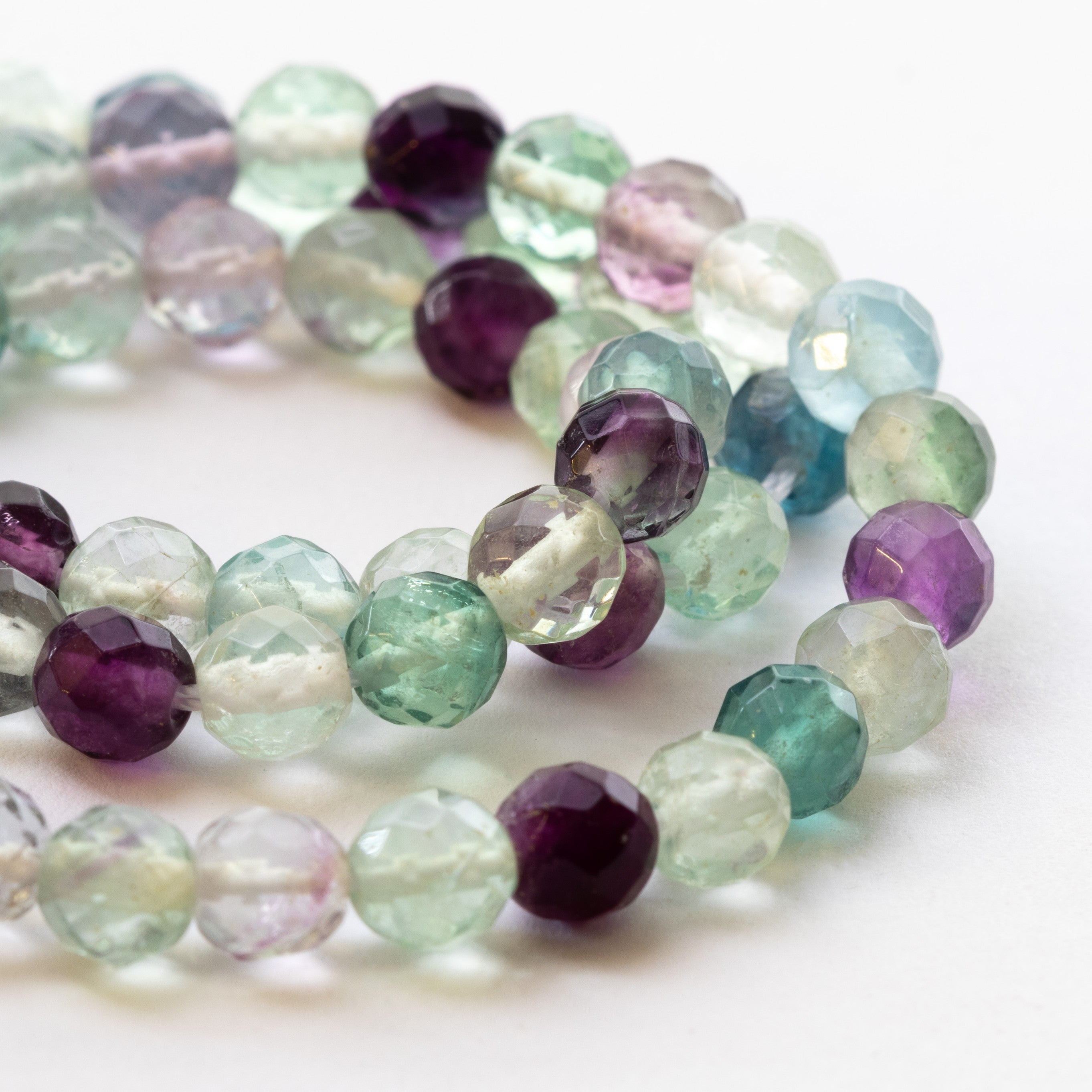 Rainbow Fluorite Faceted Beads Approx 6mm