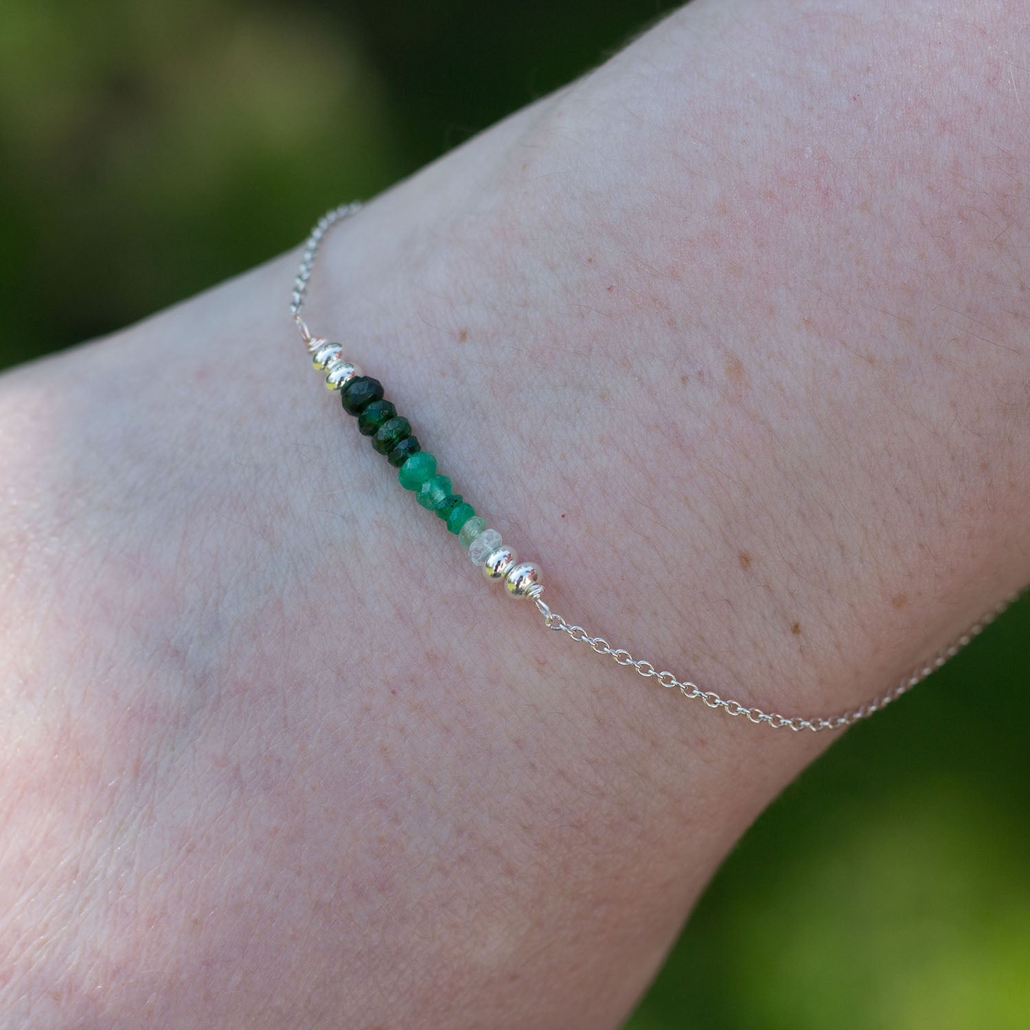 Emerald Ombre Faceted Rondelle Beads