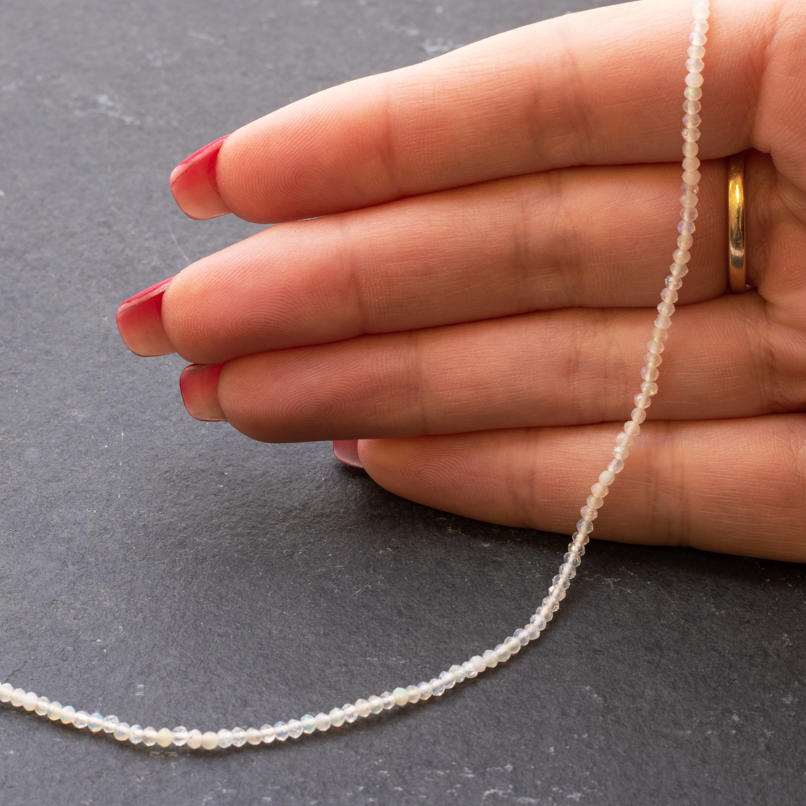 Ethiopian Opal Micro Faceted Rondelle Beads Approx 2x1.5mm