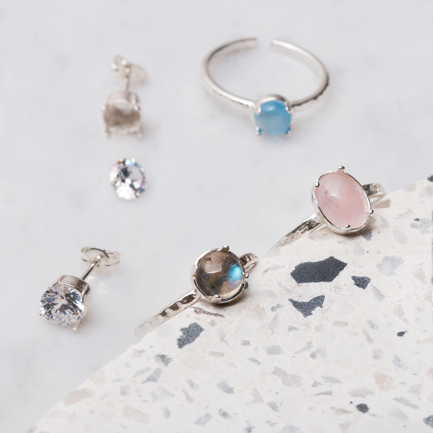 Sterling Silver Claw Earstud Setting For 6mm Stones Pair