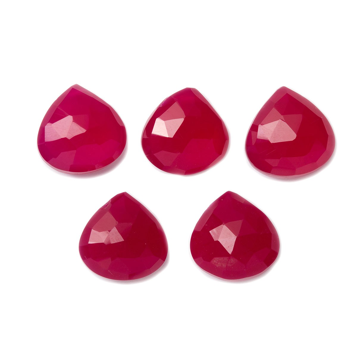 Magenta Pink Chalcedony Faceted Heart Shaped Briolette Beads Approx 8mm