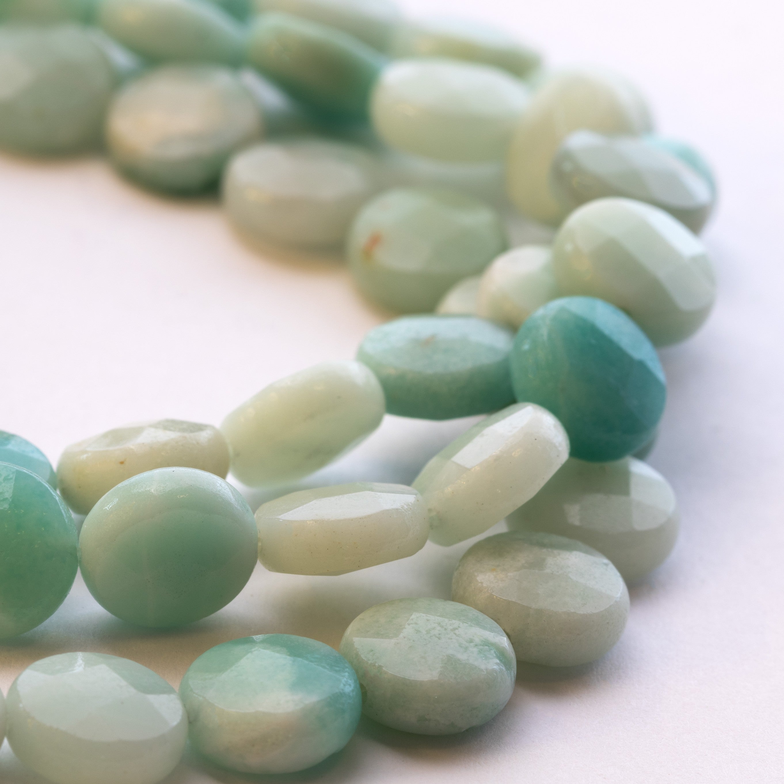 Amazonite Faceted Coin Beads Approx 10mm