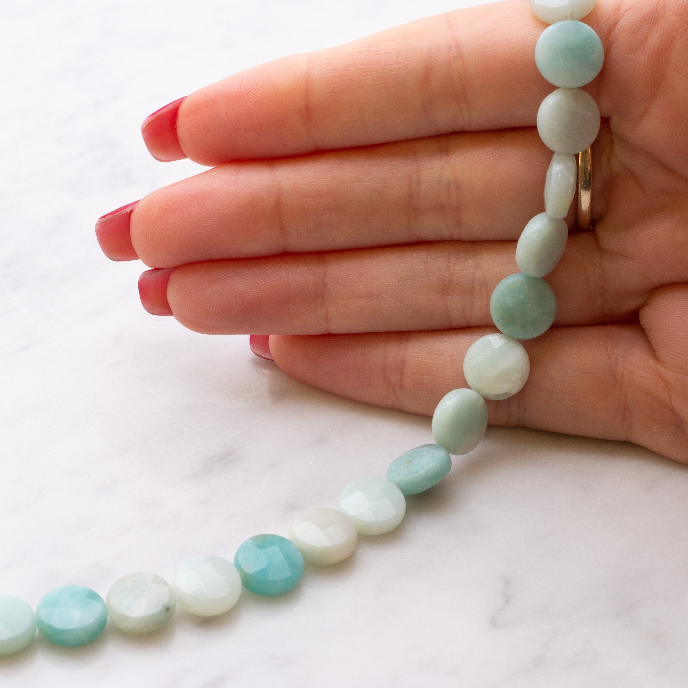 Amazonite Faceted Coin Beads Approx 10mm