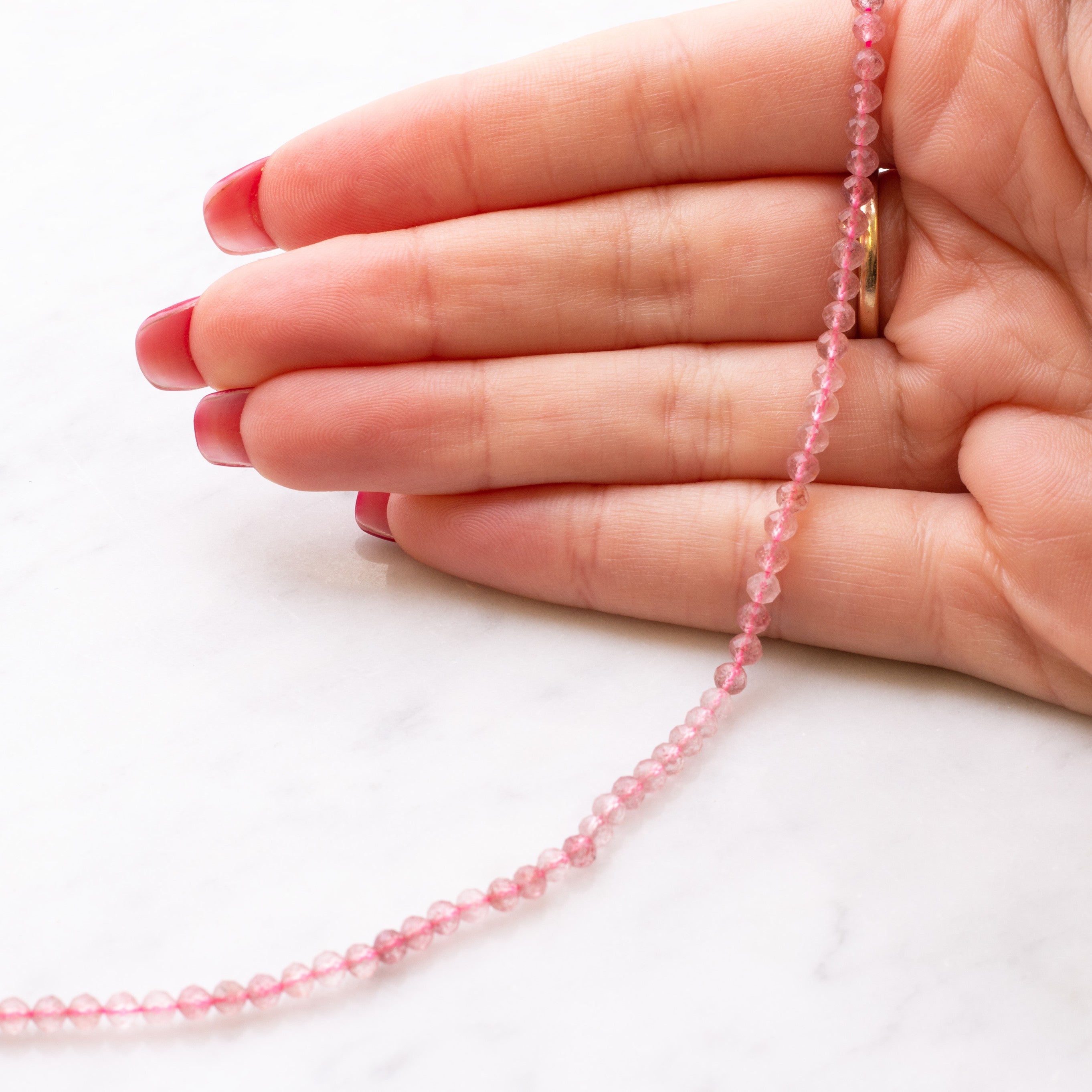 Ruby Quartz Mirco Faceted Round Beads Approx 3.5mm