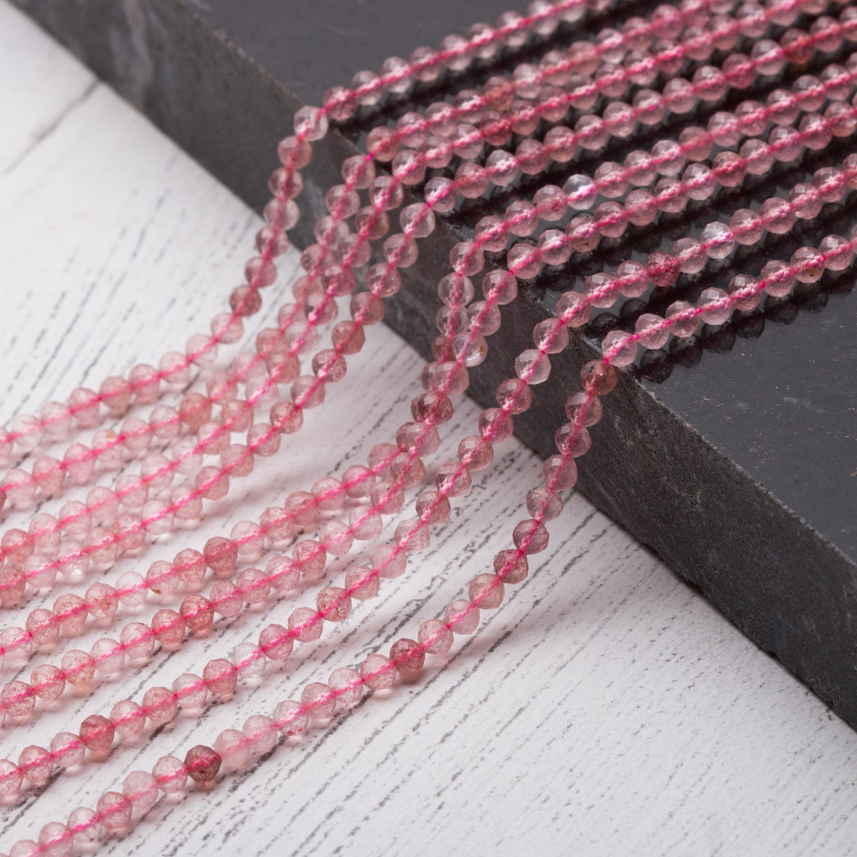 Ruby Quartz Mirco Faceted Round Beads Approx 3.5mm