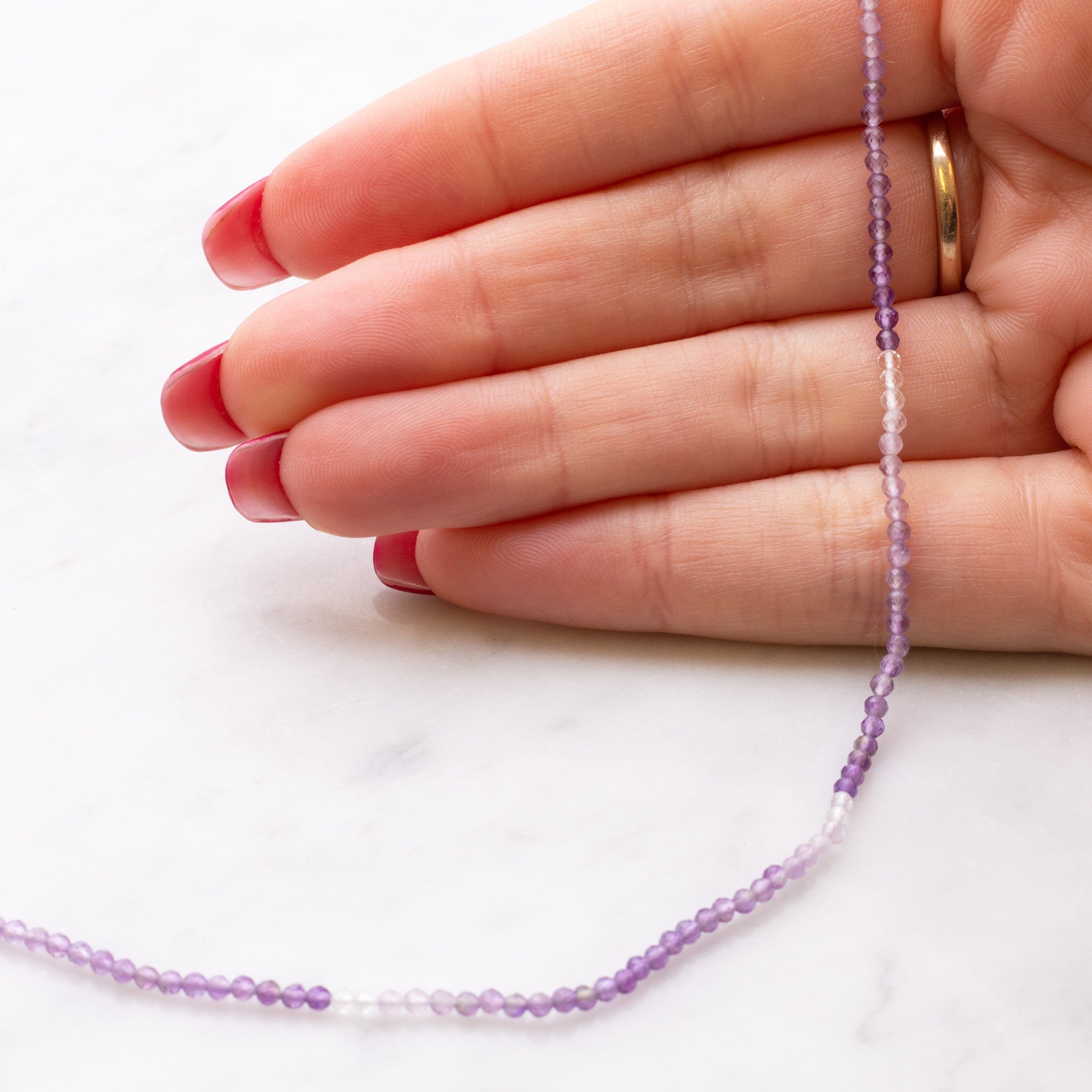 Amethyst Ombre Faceted Round Beads Approx 2mm
