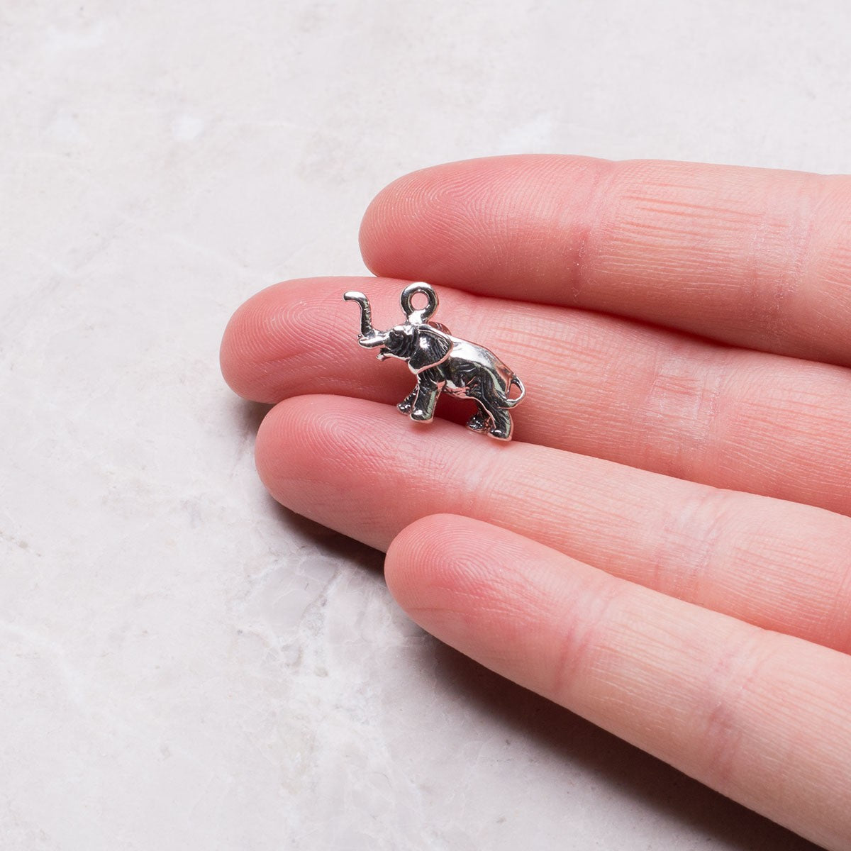 Sterling Silver Elephant Charm Approx 18x12mm