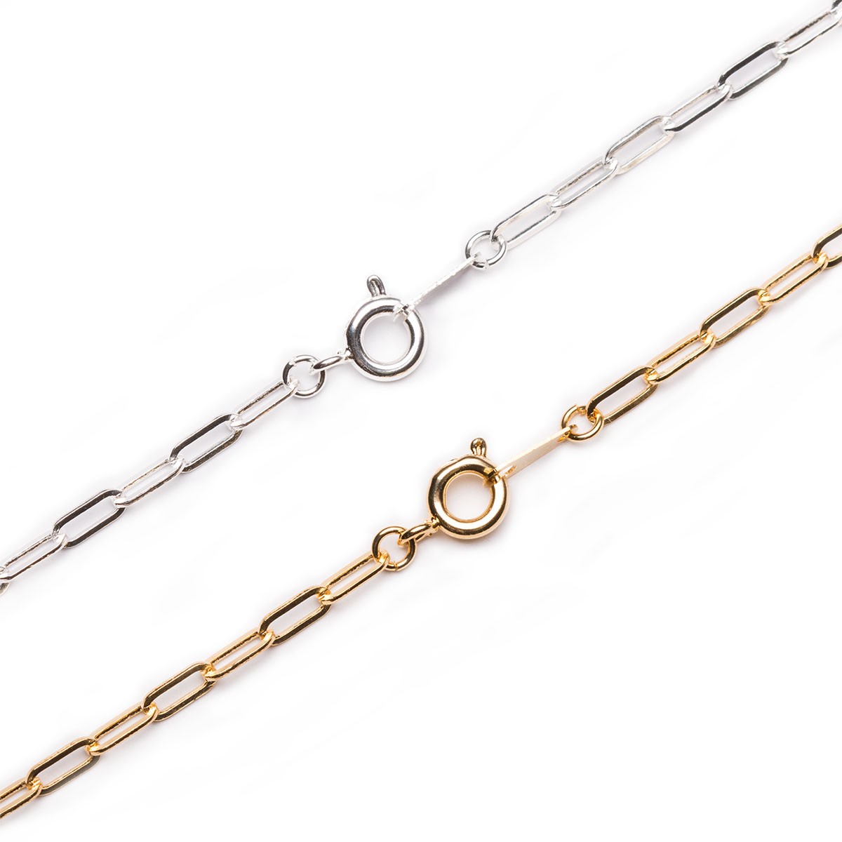 Plated Elongated Trace Chain, 45cm Necklet | Kernowcraft | Kernowcraft