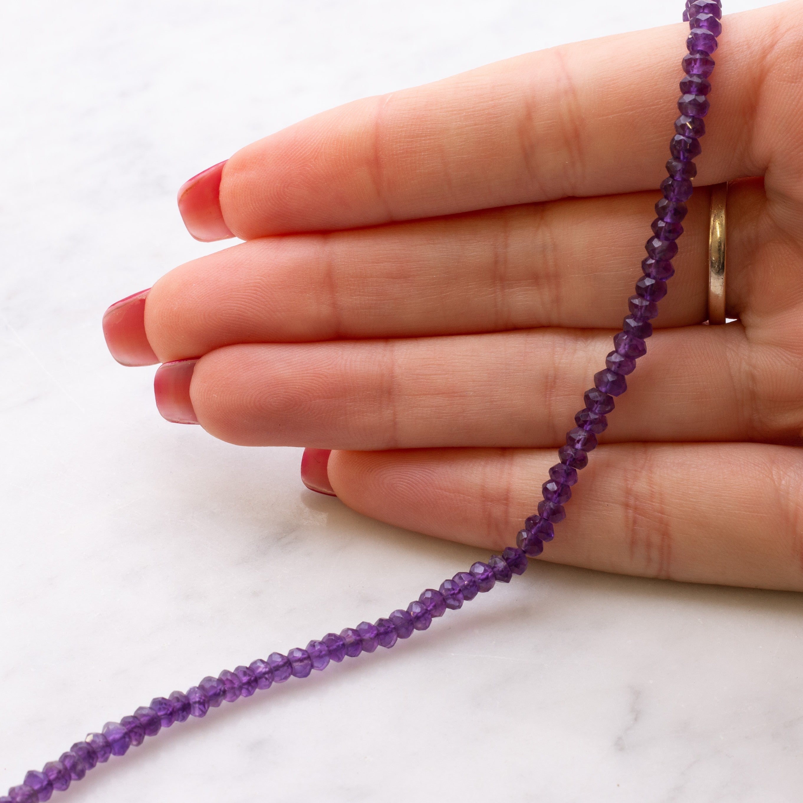 African Amethyst Faceted Rondelle Beads Approx 4x3mm