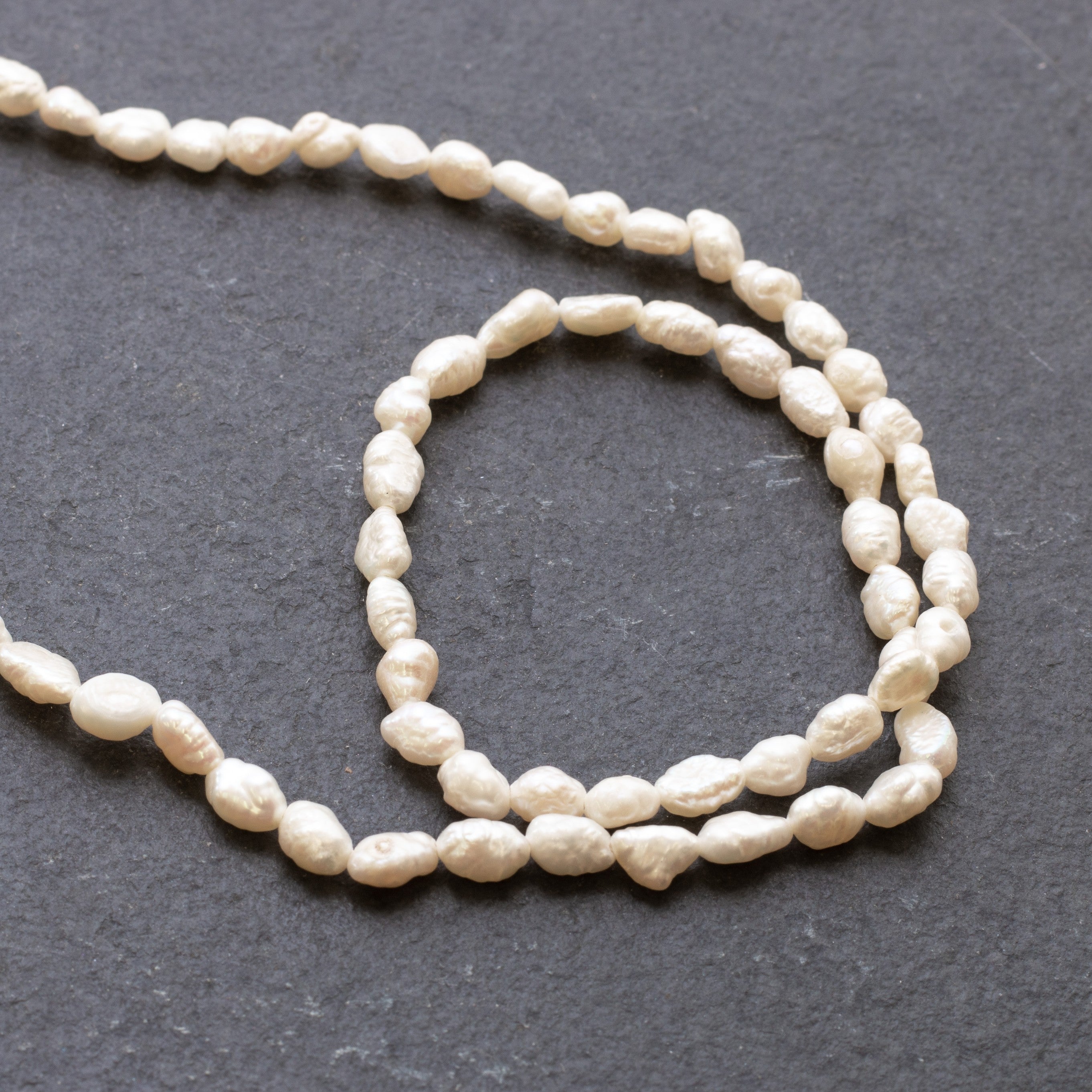 Cultured Freshwater Rice Shaped Rustic Cream Pearls Approx 4mm