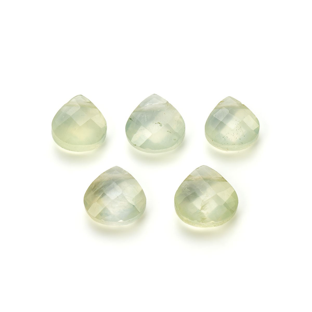 Prehnite Faceted Heart Briolette Beads Approx 6-7mm pk10 Beads