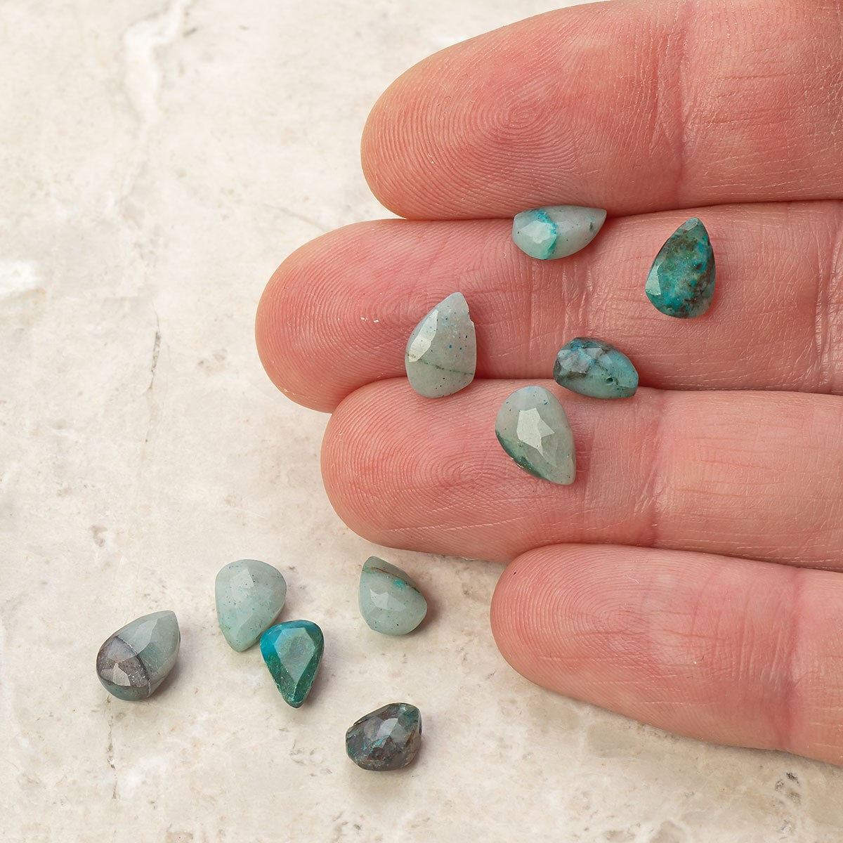 Chrysocolla Faceted Teardrop Briolette Beads Approx 7mm pk10 Beads