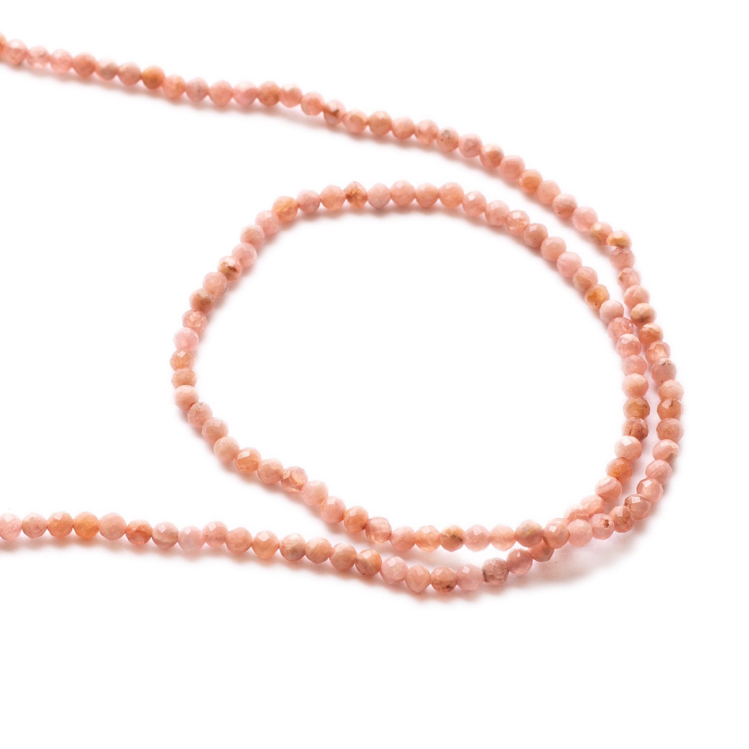Rhodochrosite Micro Faceted Round Beads Approx 2mm