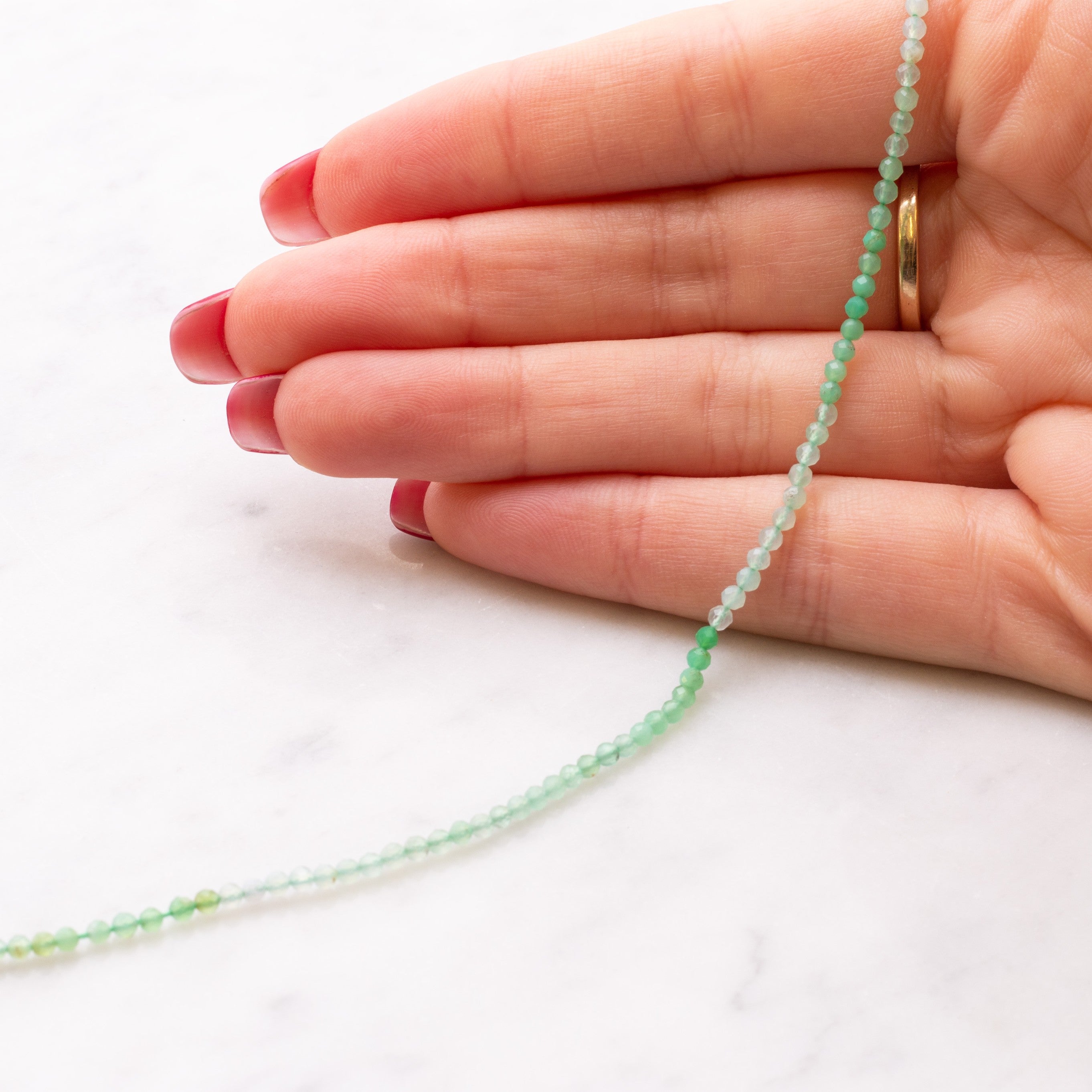 Chrysoprase Micro Faceted Round Beads Approx 2.5mm