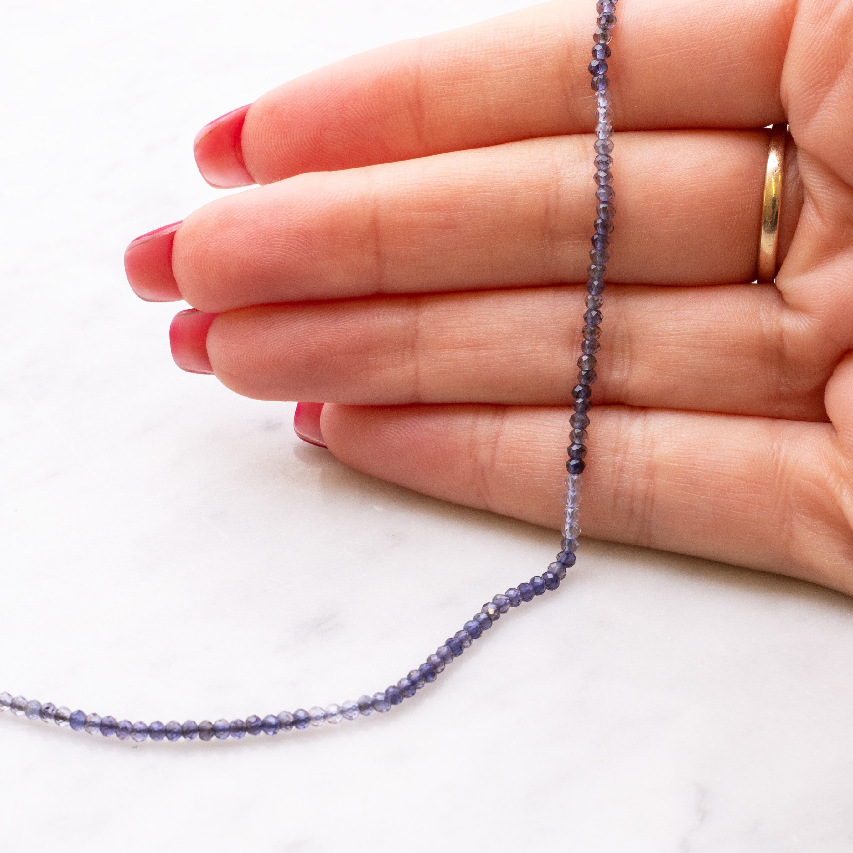 Iolite Shaded Micro Faceted Round Beads Approx 2mm